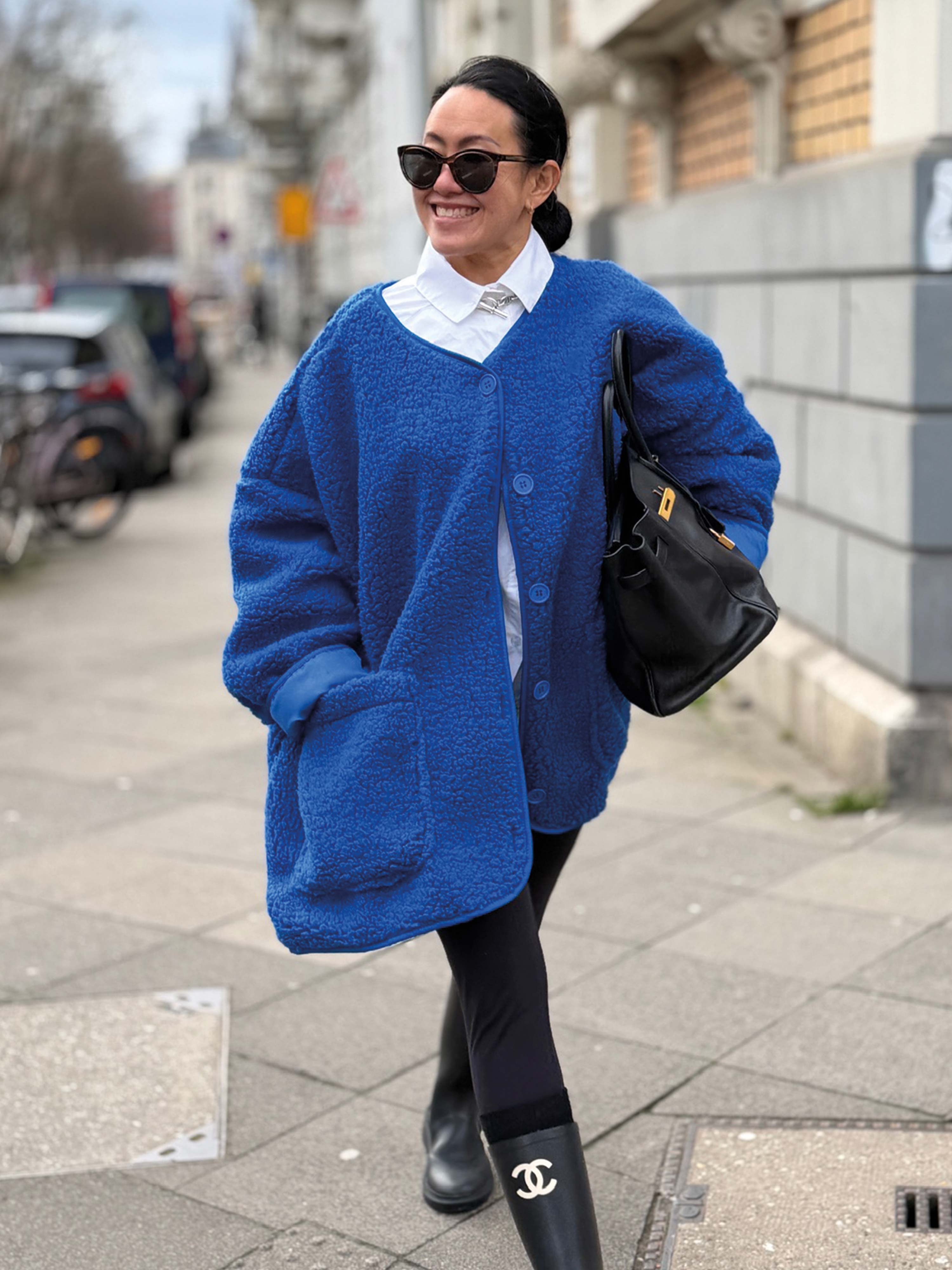 Teddylook Oversize Jacke - ICON - Royalblau