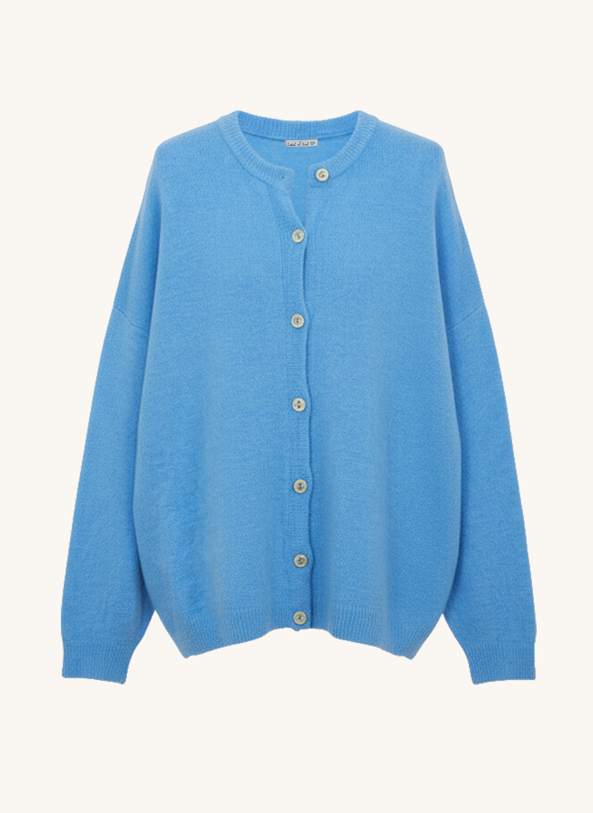 Strickjacke mit Alpakawollanteil - Blau