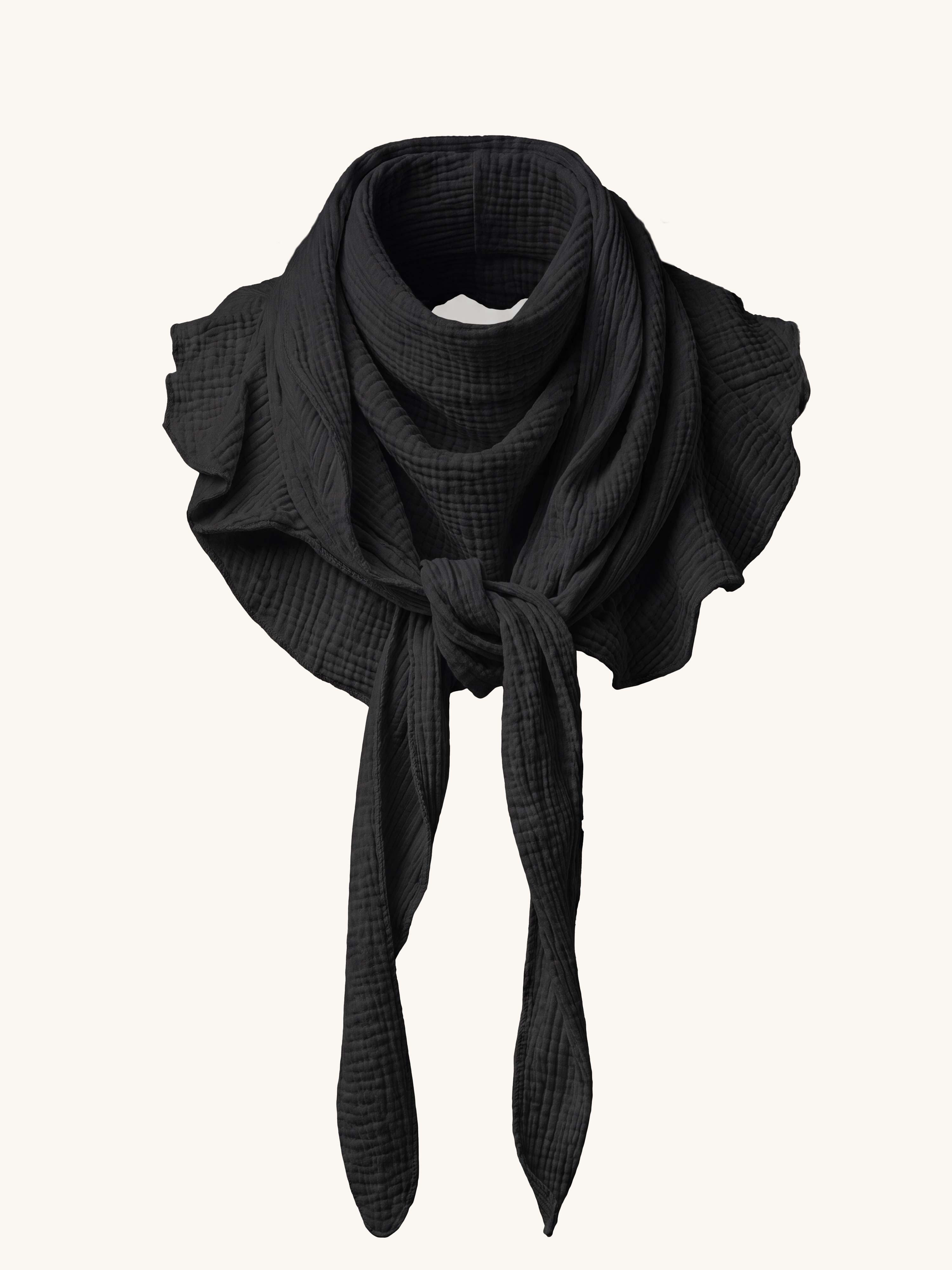Musselin Volants Schal Top - Schwarz