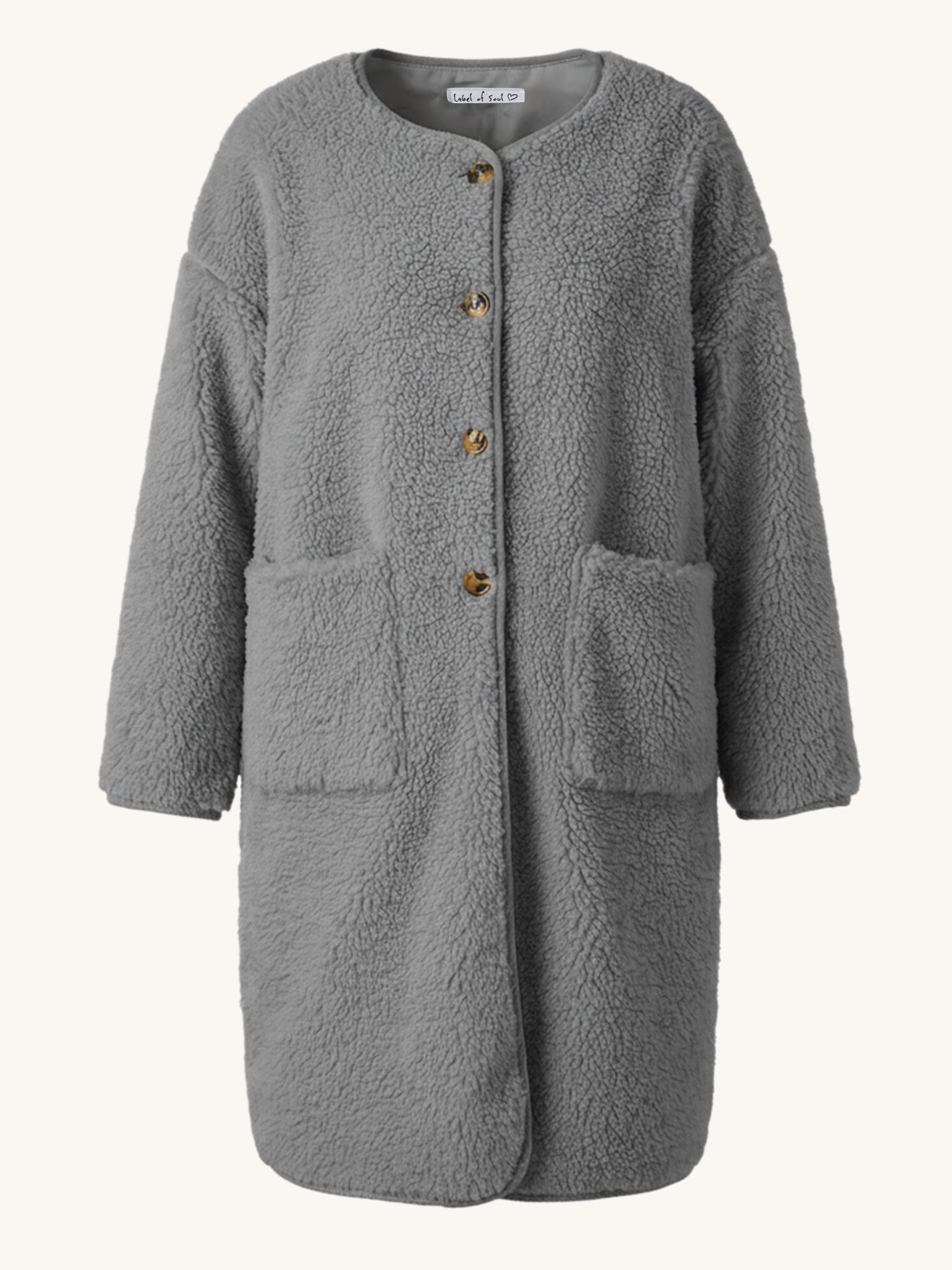 Teddylook Oversize Mantel - Grau