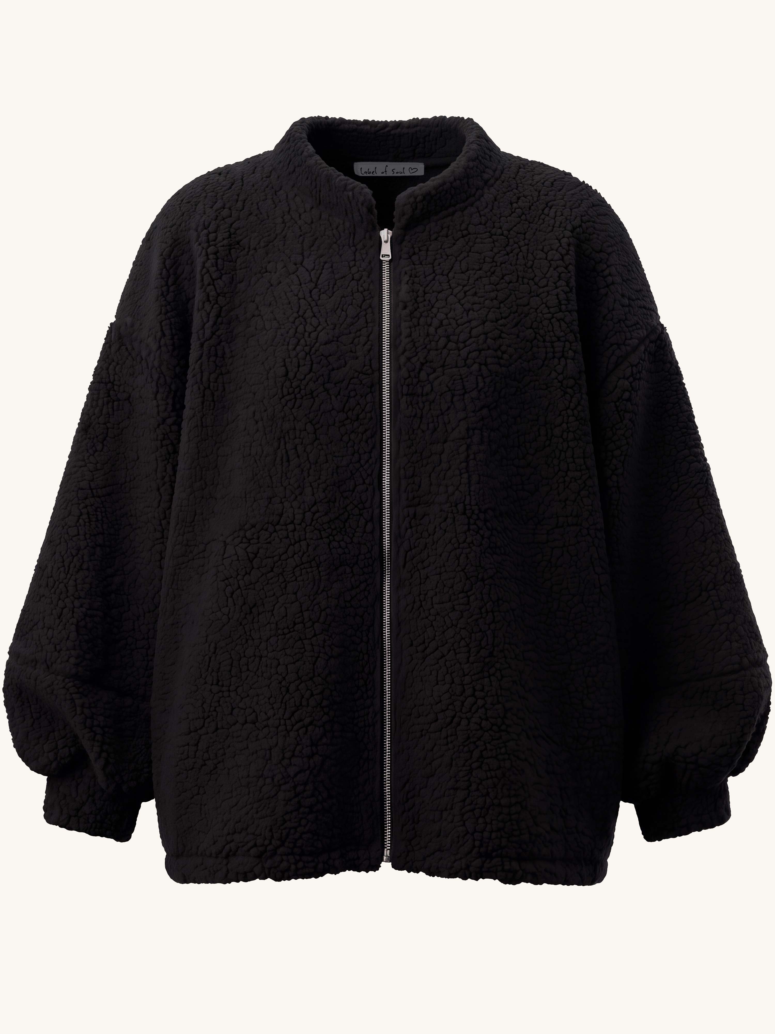 Teddylook Jacke mit Zipper - ICON - Schwarz