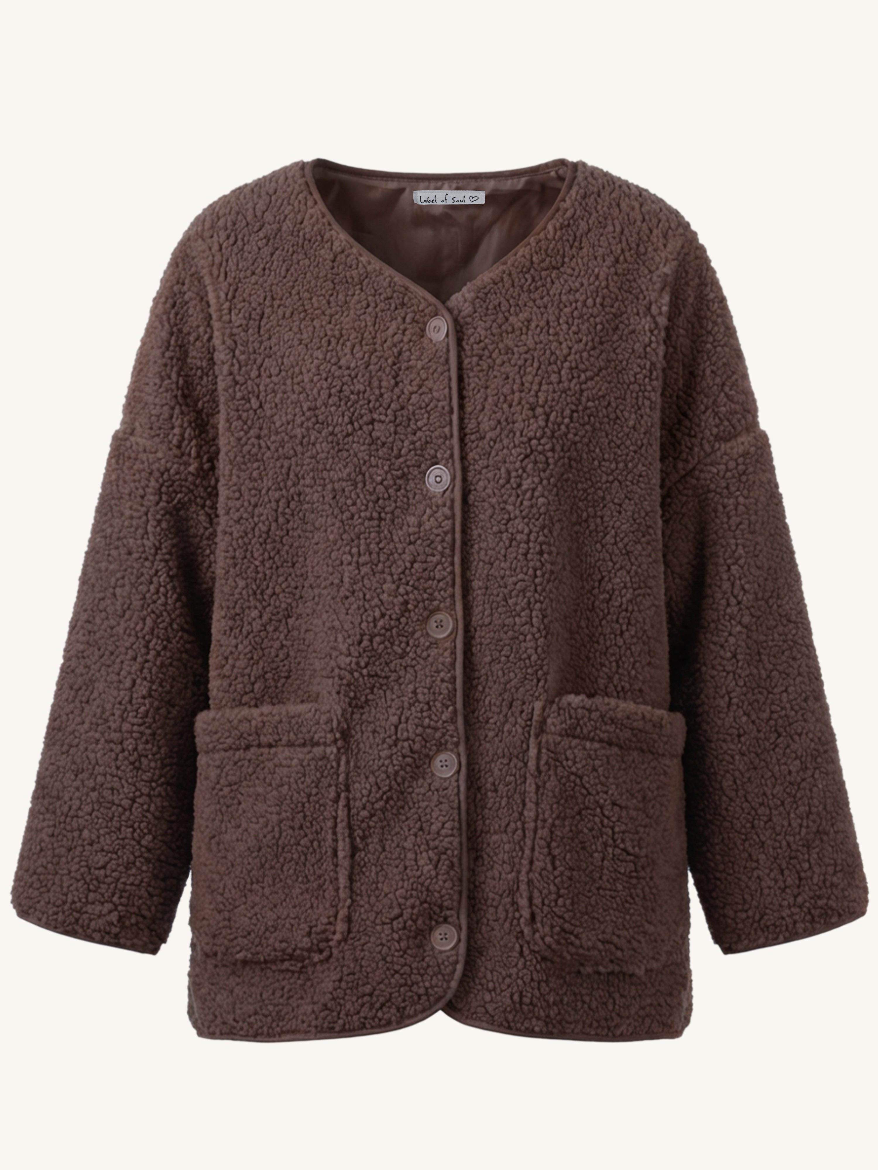 Teddylook Oversize Jacke - ICON - Schoko