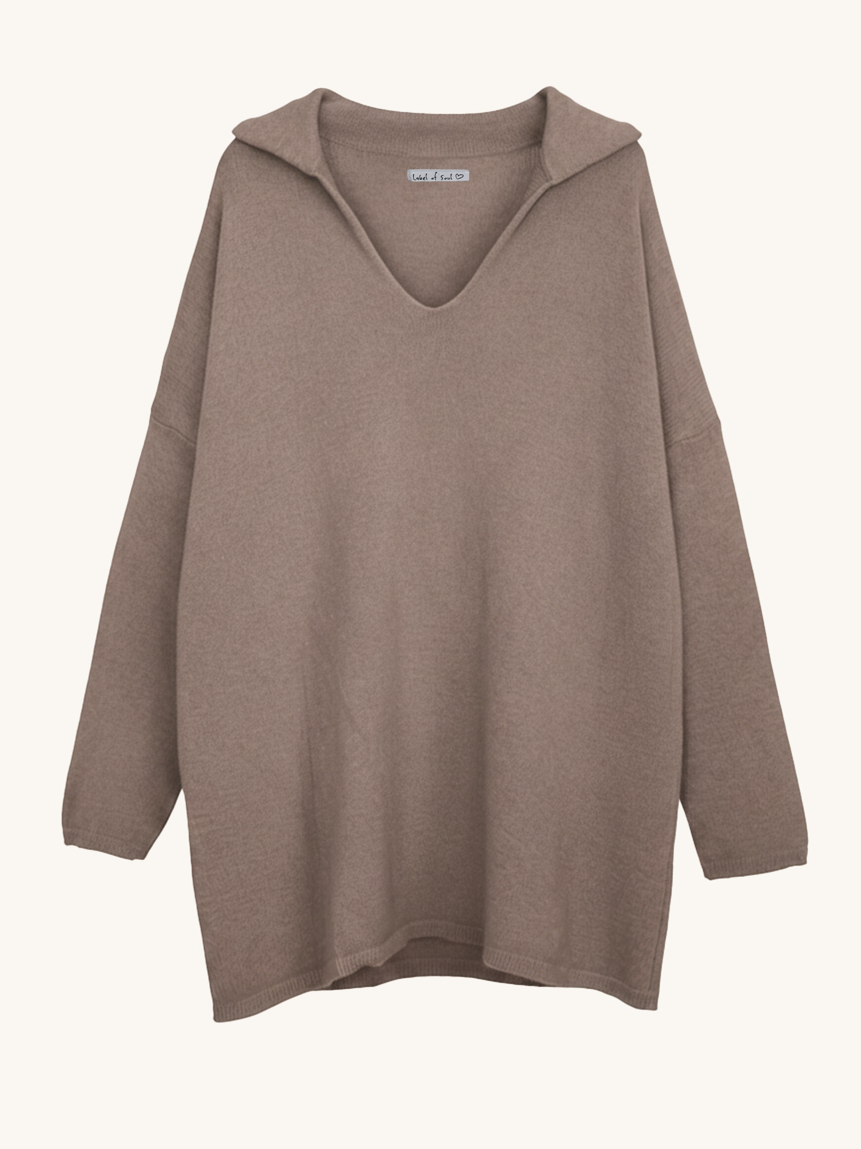 Viskose Pullover mit Kragen - Taupe