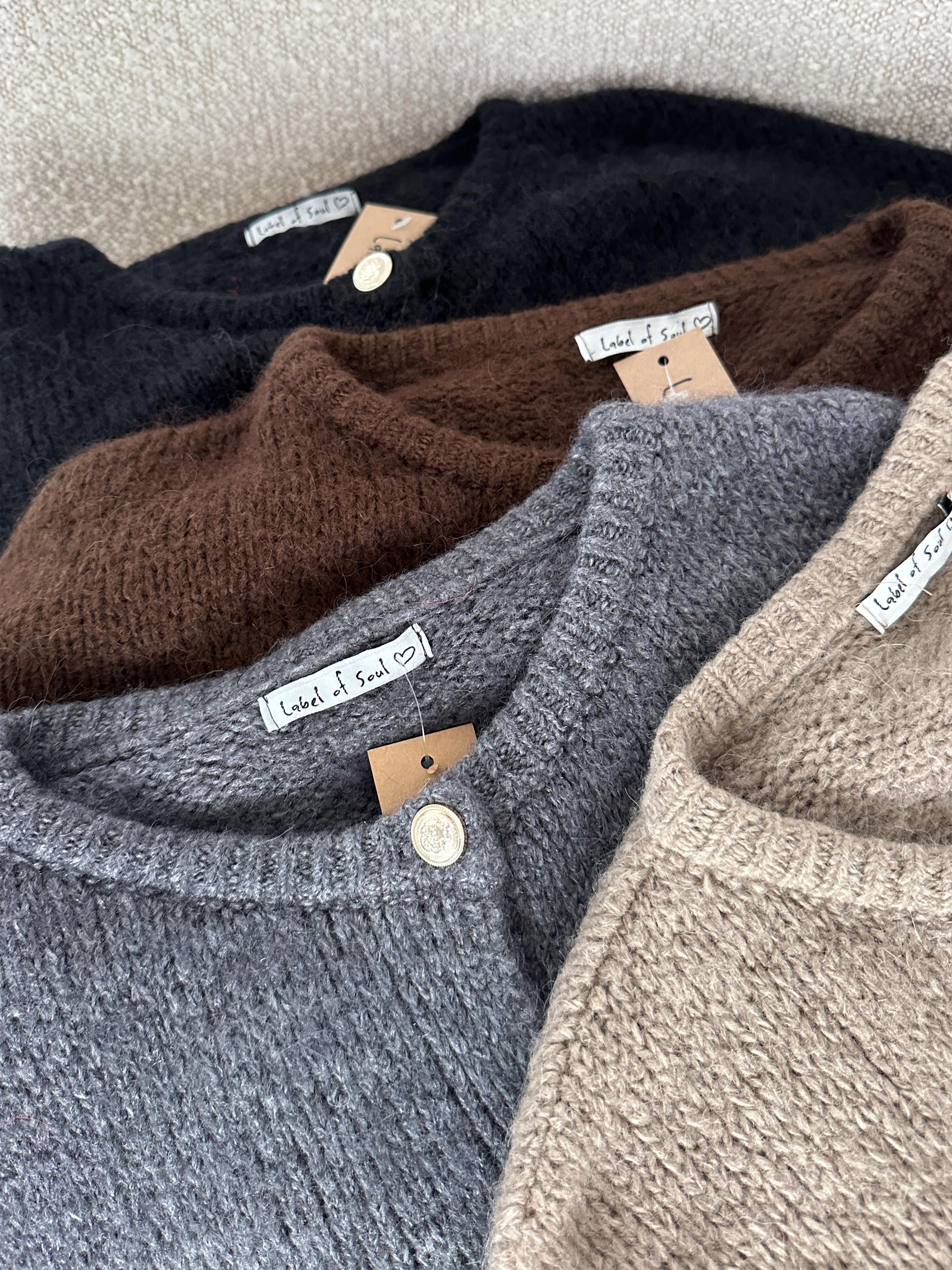 Strickjacke mit Baby-Alpakawollanteil - BUTTONS - Taupe Strickjacke mit Baby-Alpakawollanteil - BUTTONS - Taupe