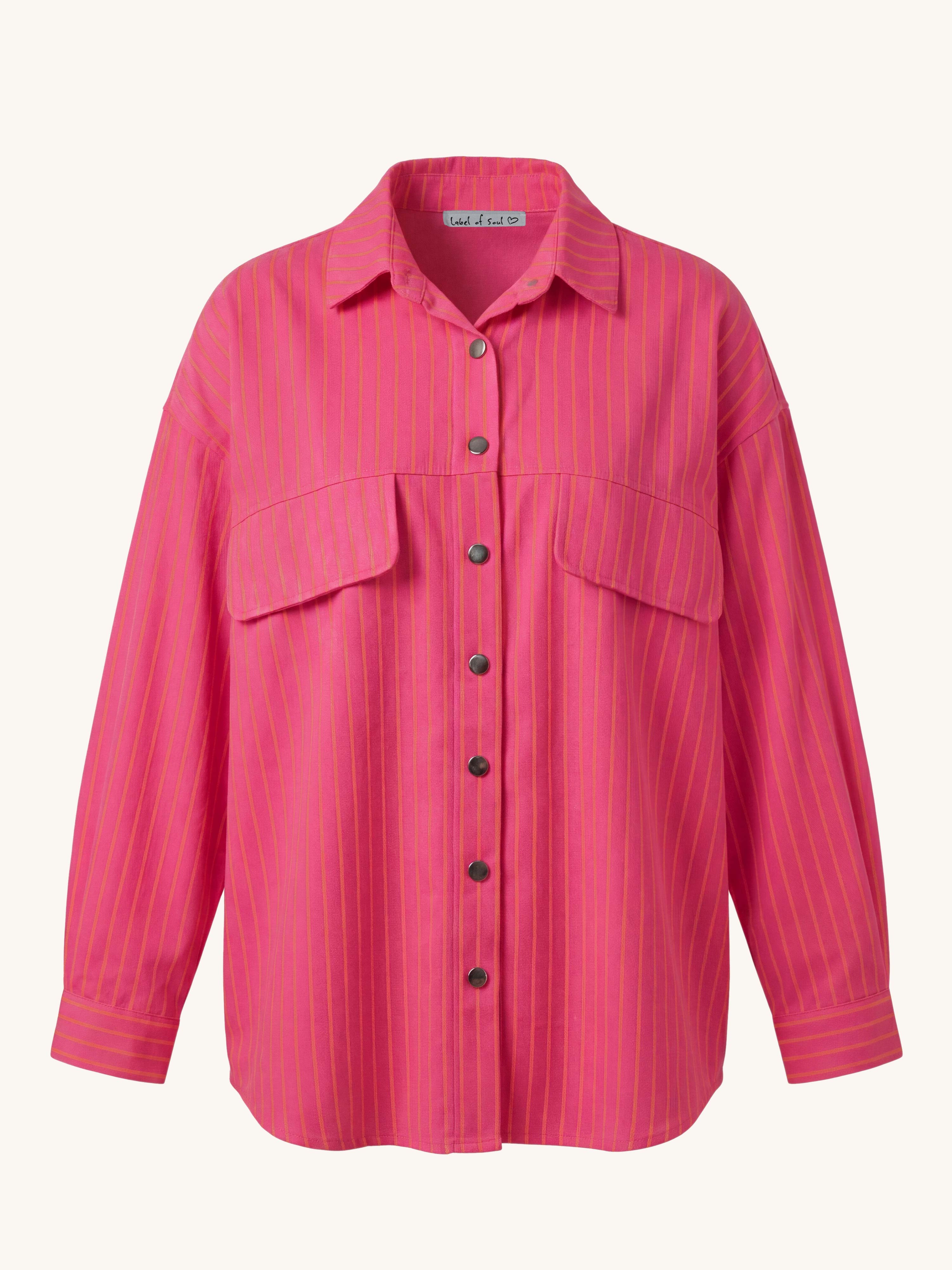 Denim Overshirt Jacke - STRIPES Pink