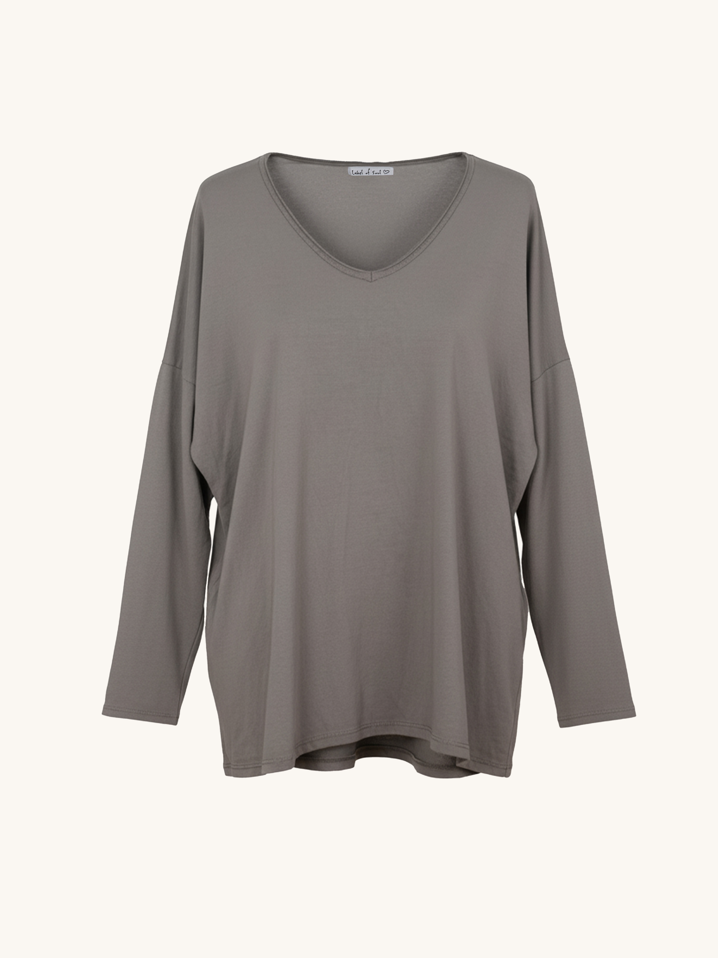Basic Langarmshirt V-NECK - Taupe
