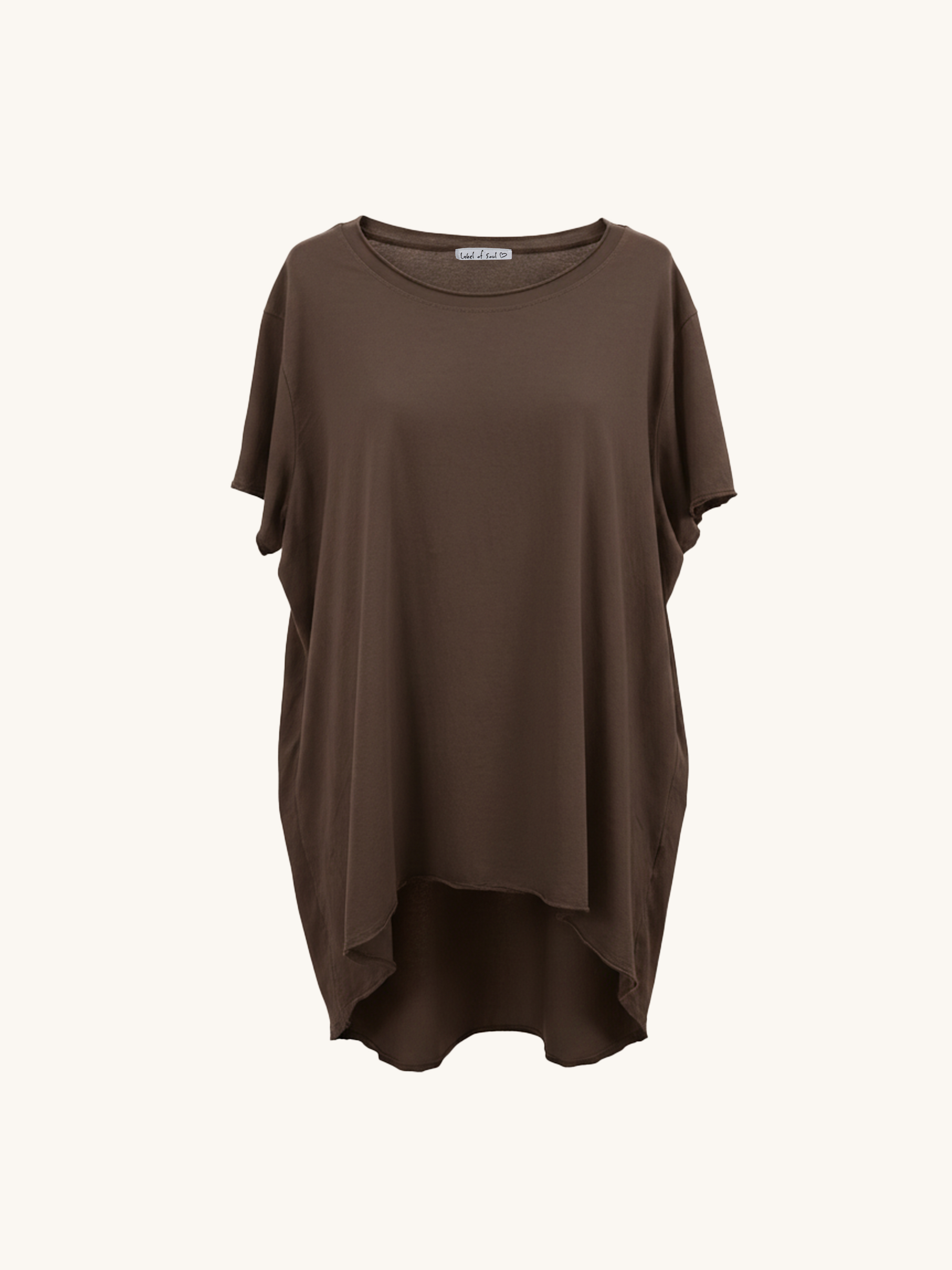 Basic Vokuhila Kurzarmshirt - Schoko