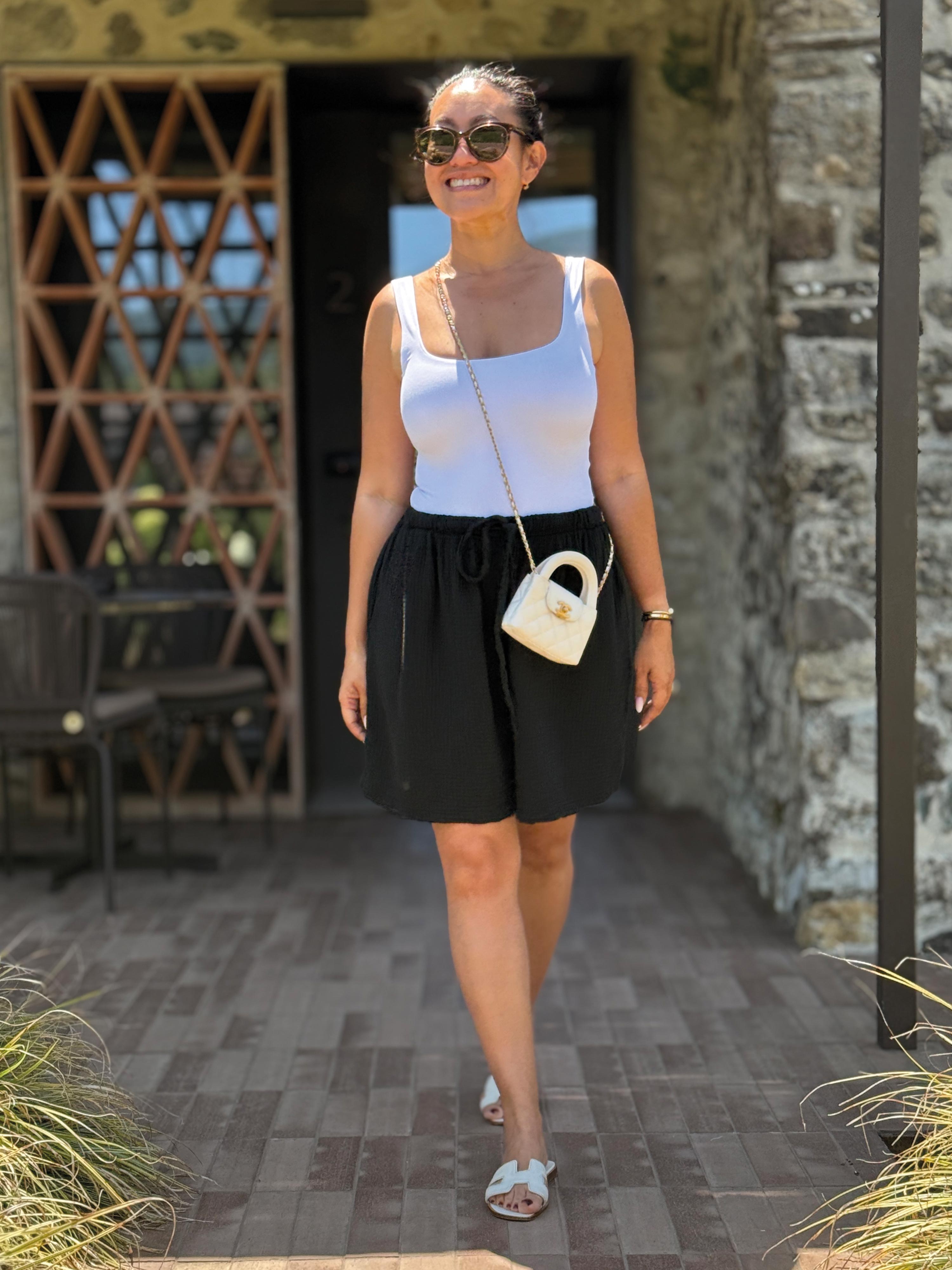 Musselin Bermuda Shorts - SUMMER BREEZE - Schwarz