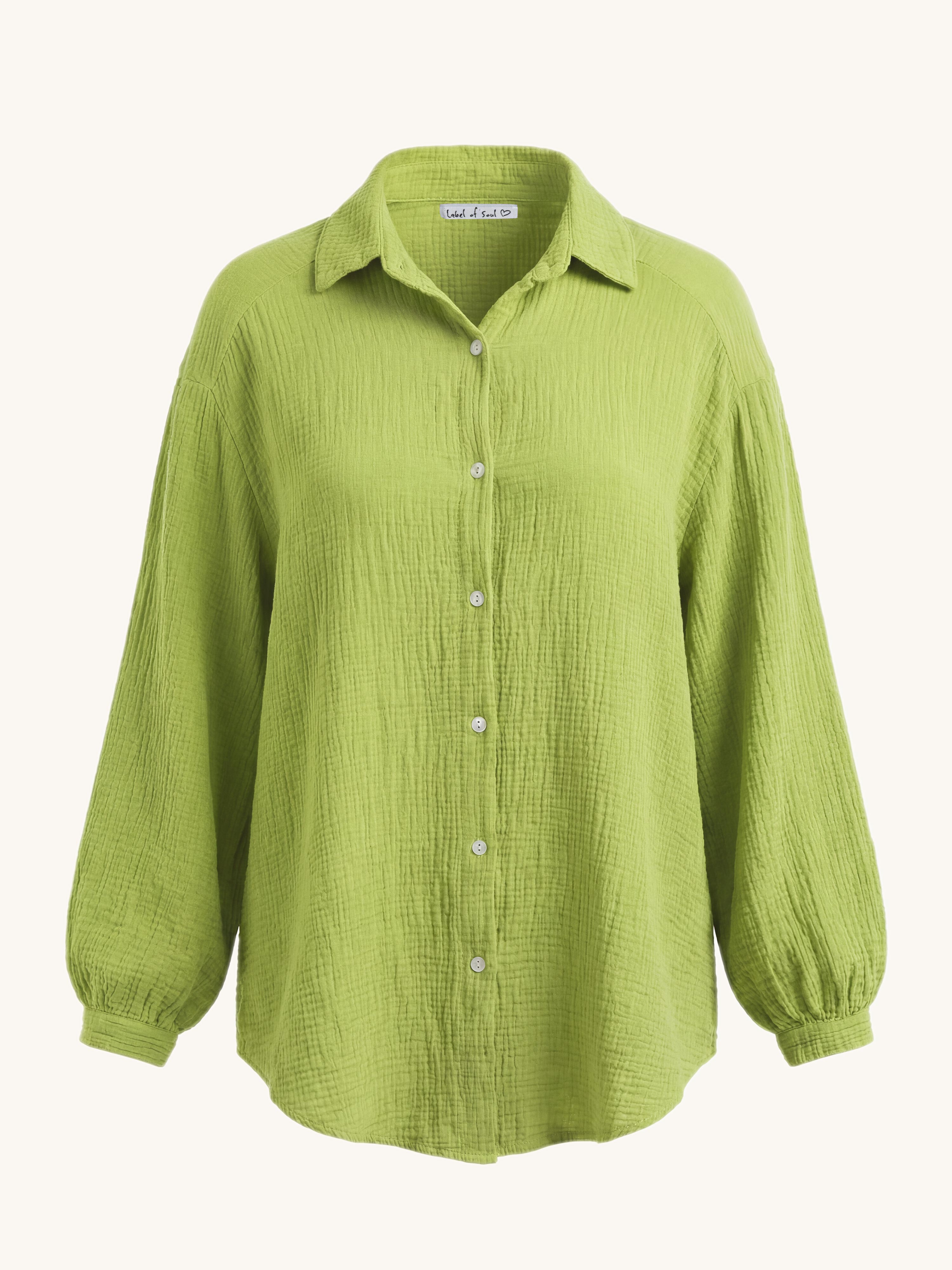 Musselin Midi Oversize Bluse - Pistazie