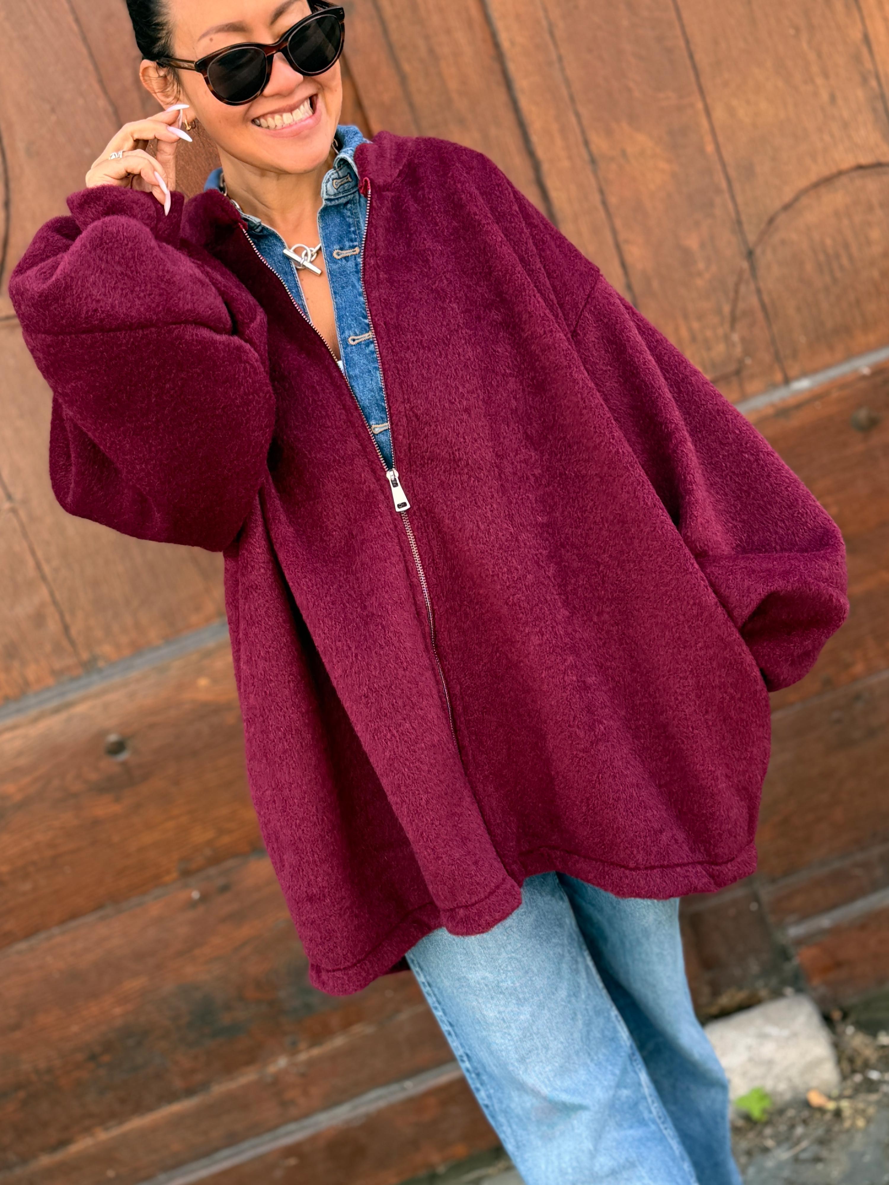 Oversize Jacke mit Taschen - SIGNATURE - Burgundy Oversize Jacke mit Taschen - SIGNATURE - Burgundy