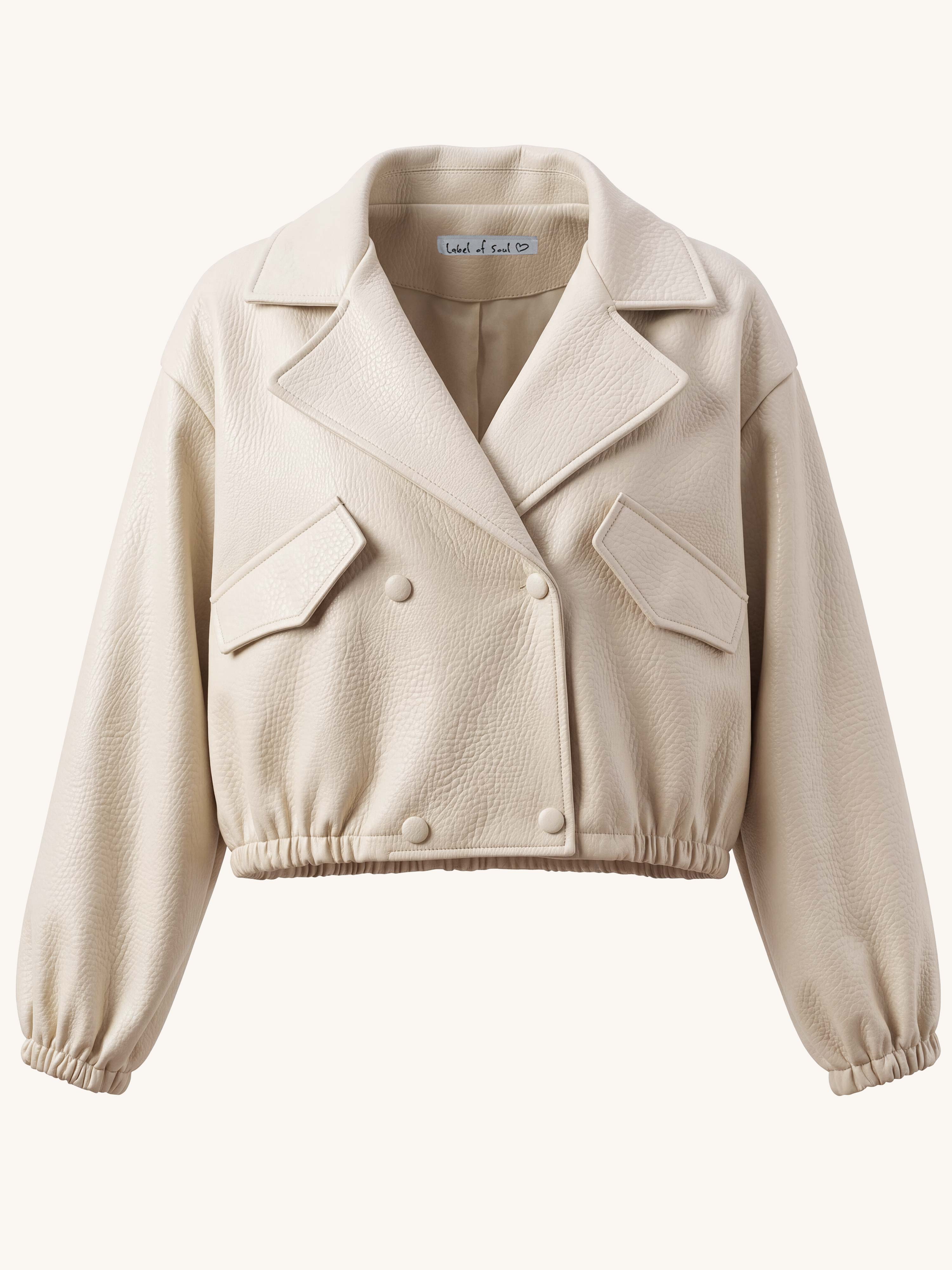 Kunstleder Blazer Jacke - Beige