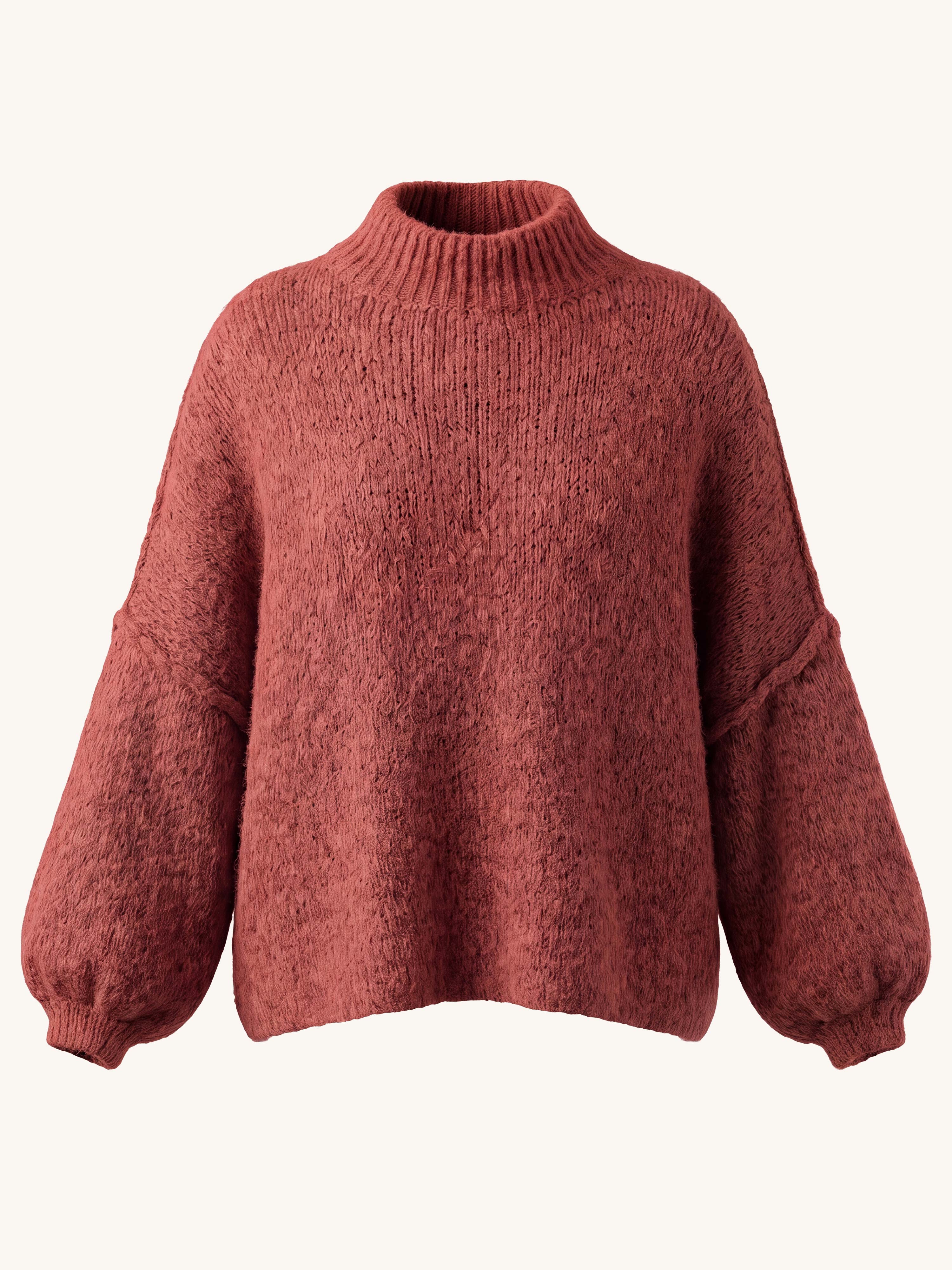 Oversize Strickpullover mit Stehkragen FLAUSCHI - REGULAR - Rost