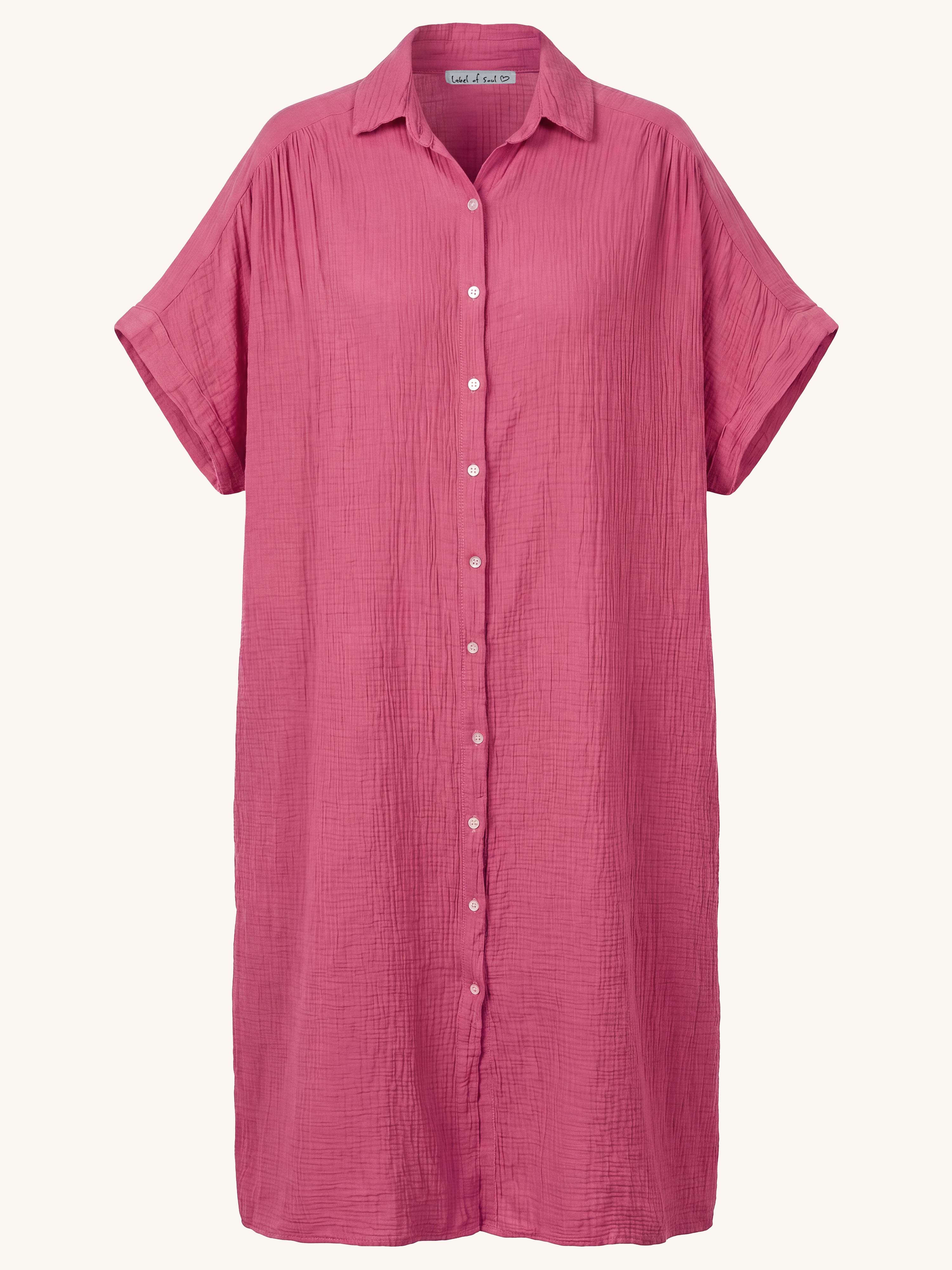 Musselin Oversize Kurzarm Blusenkleid - CAPRI - Beere