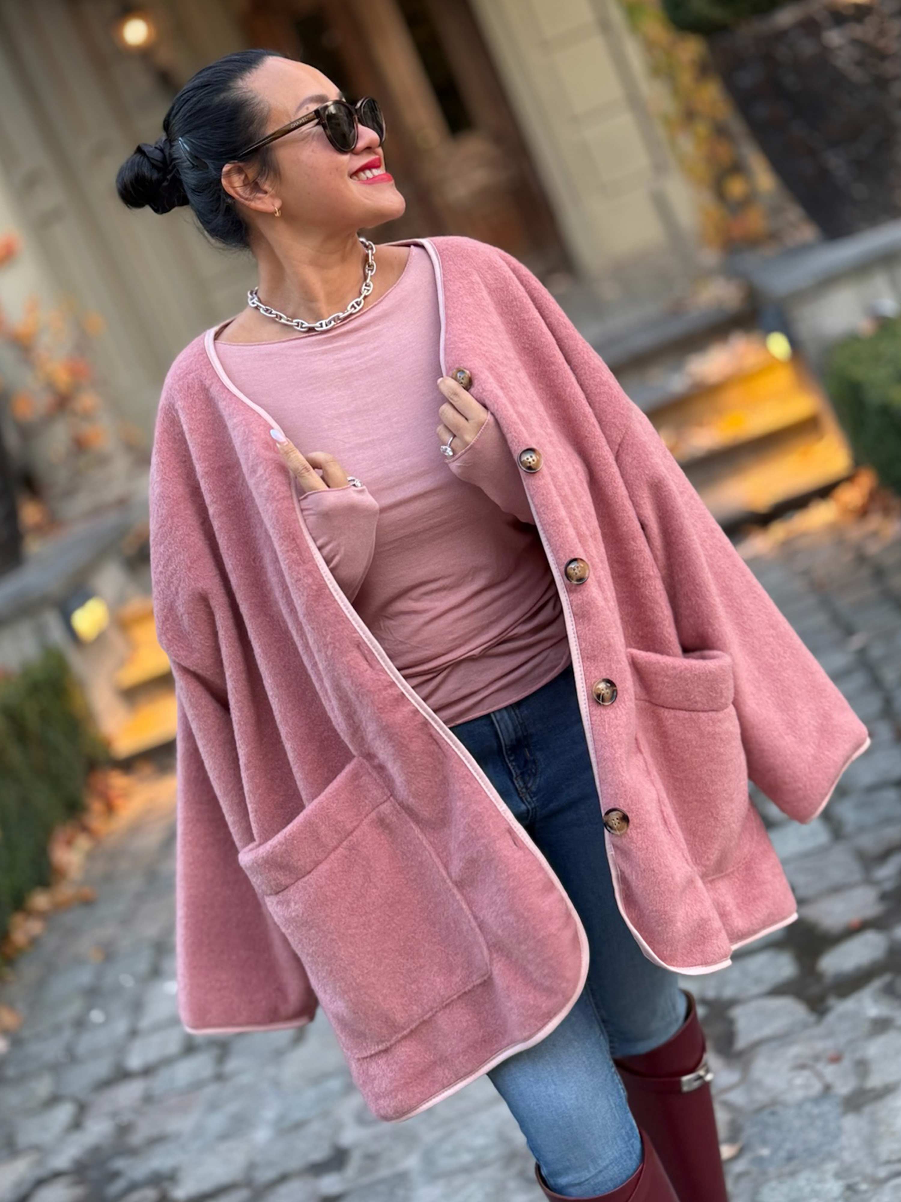 Oversize Jacke Button - SIGNATURE - Blush