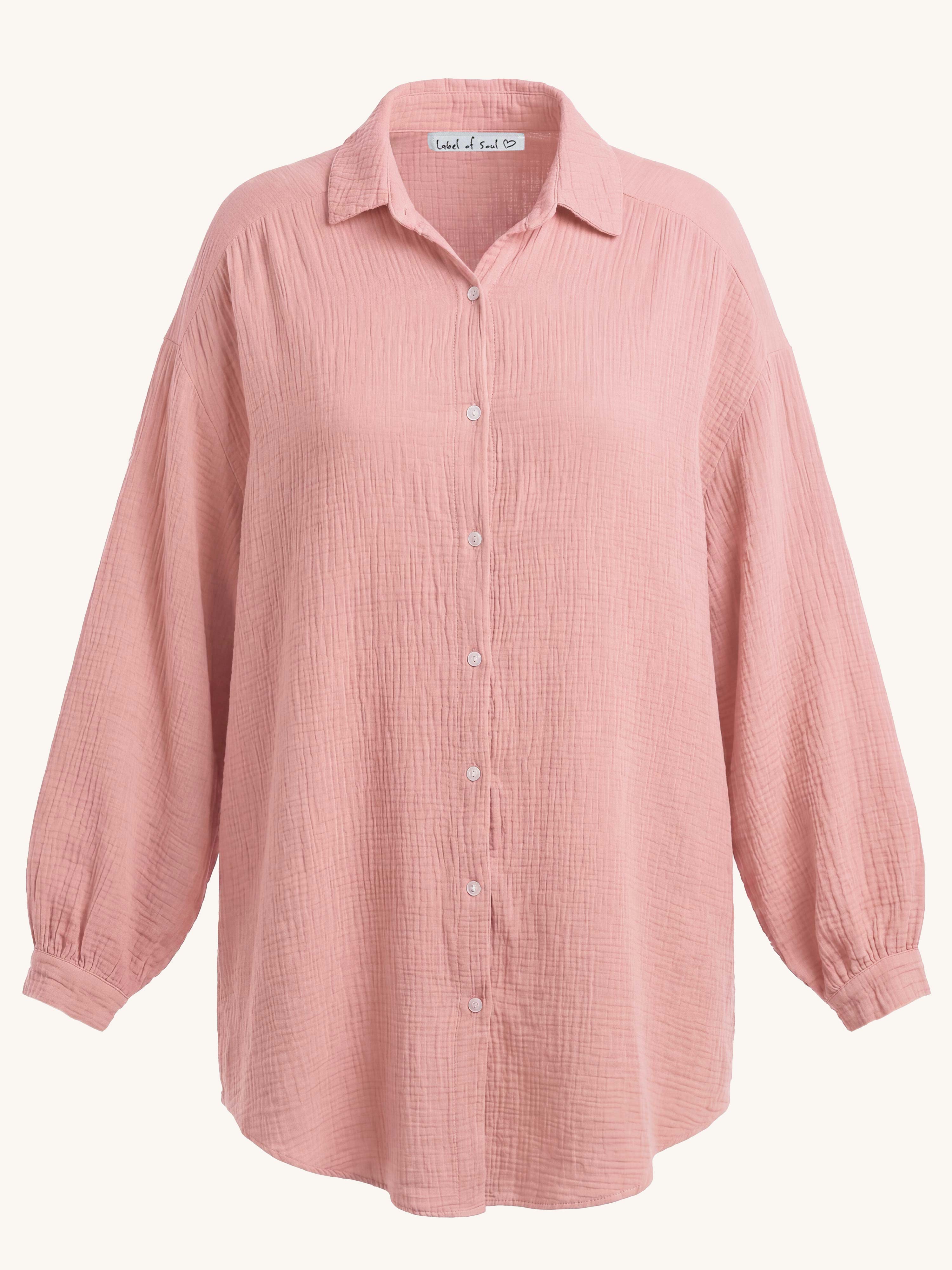 Musselin Long Oversize Bluse - Must Have - Blush