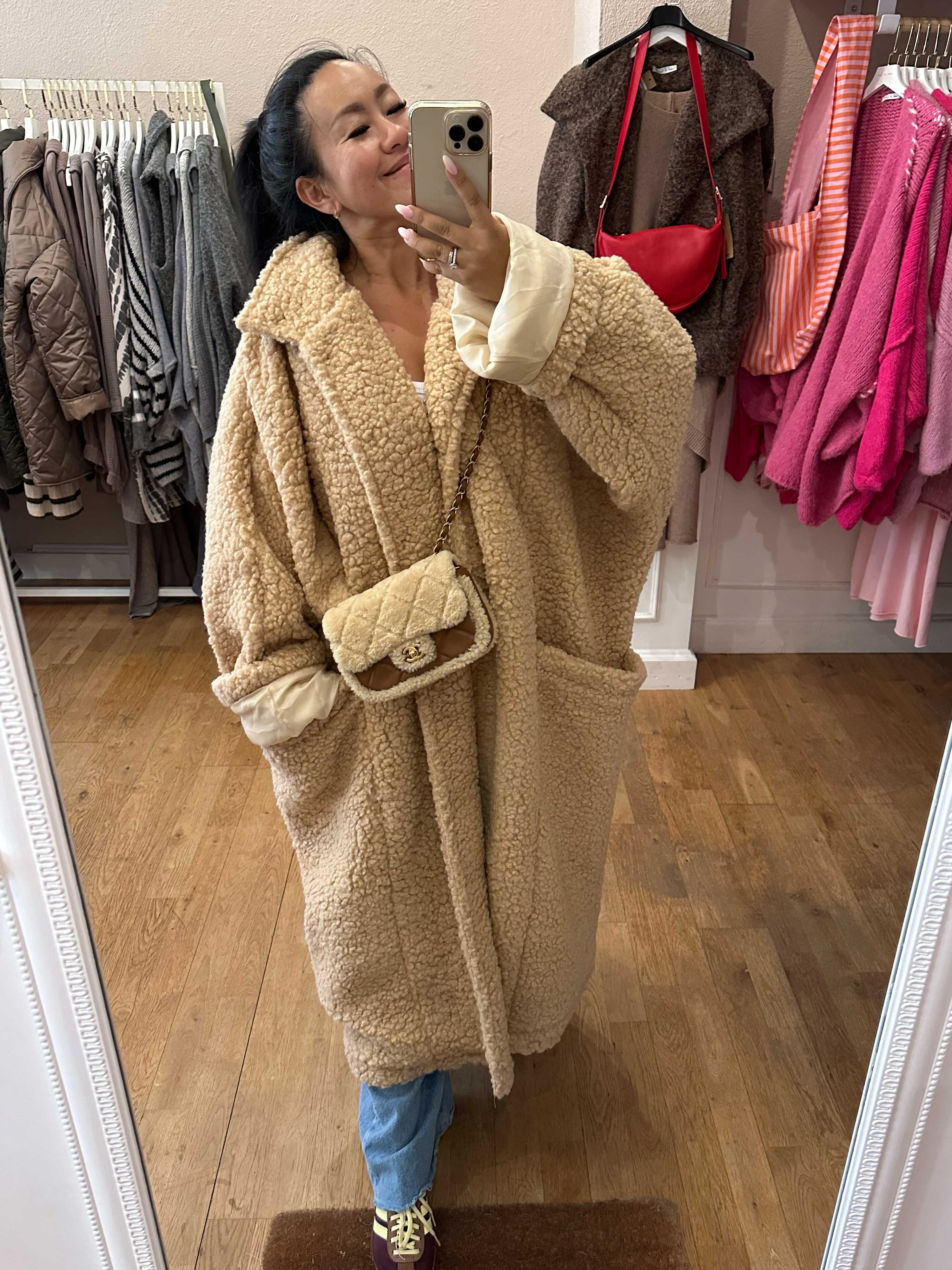 Teddylook Oversize Mantel mit Kragen - ICON - Oatmeal Teddylook Oversize Mantel mit Kragen - ICON - Oatmeal