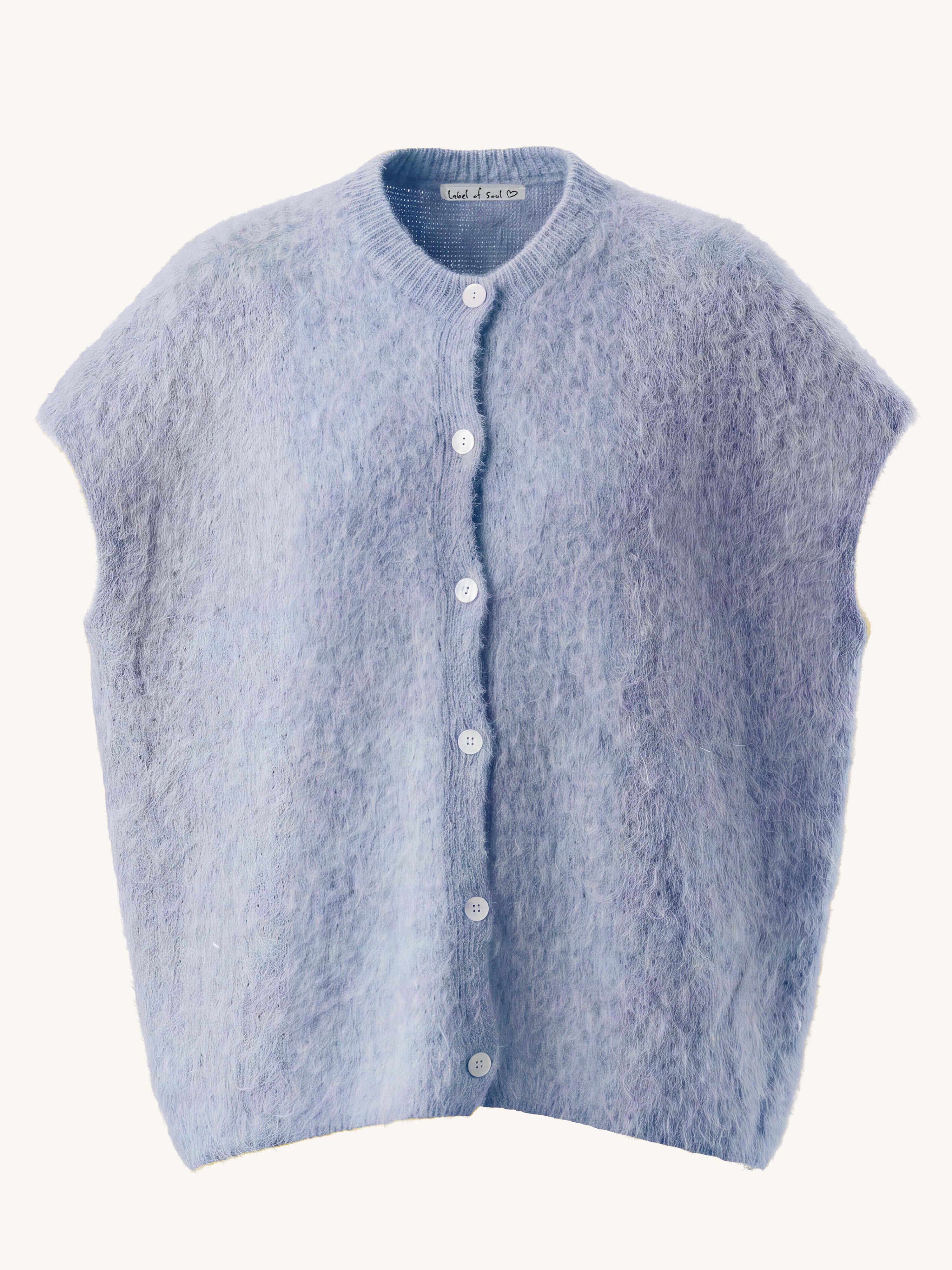 Oversize Strickjacke - FLUFFY - Babyblau