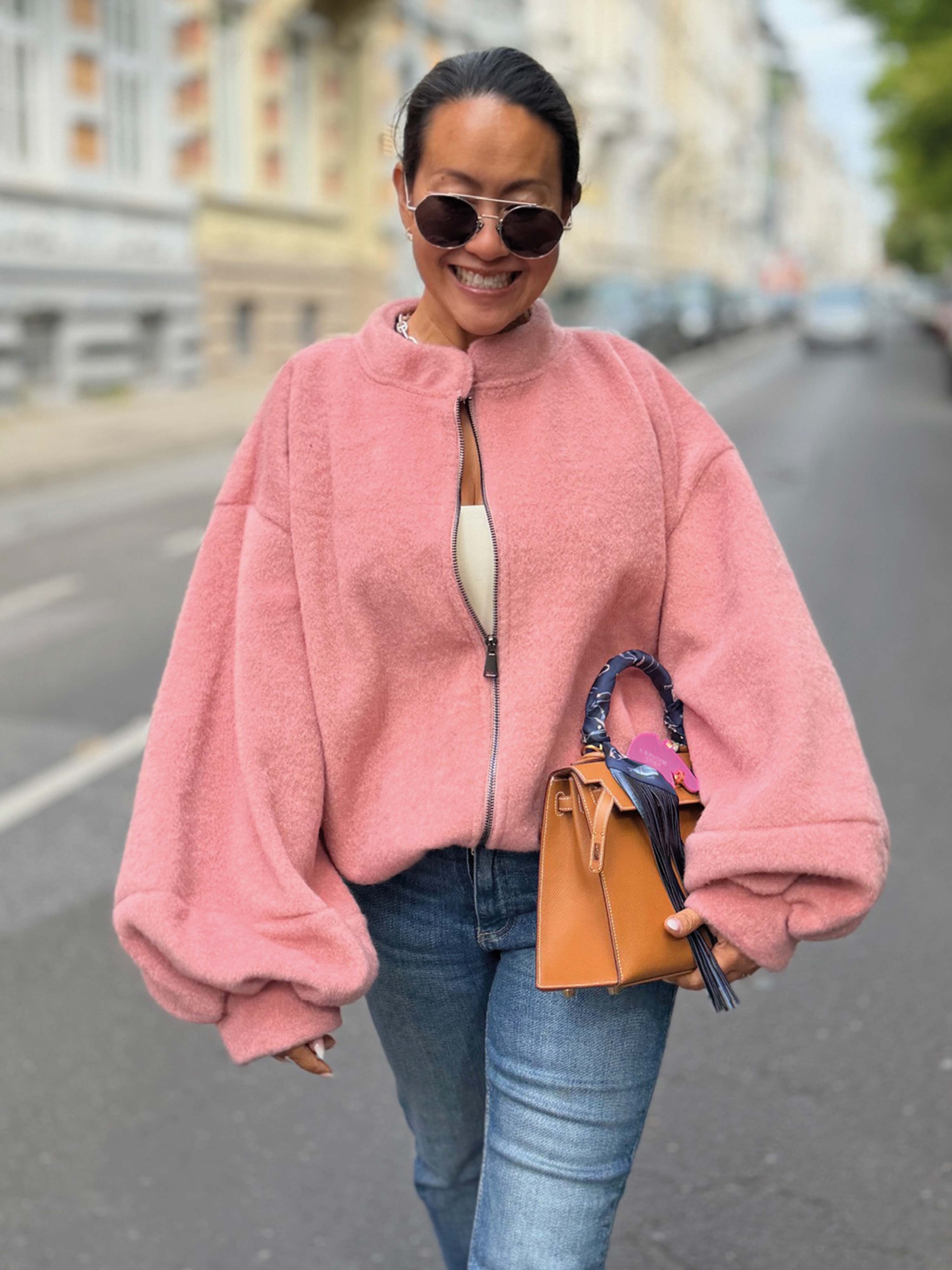 Oversize Jacke mit Taschen - SIGNATURE - Blush