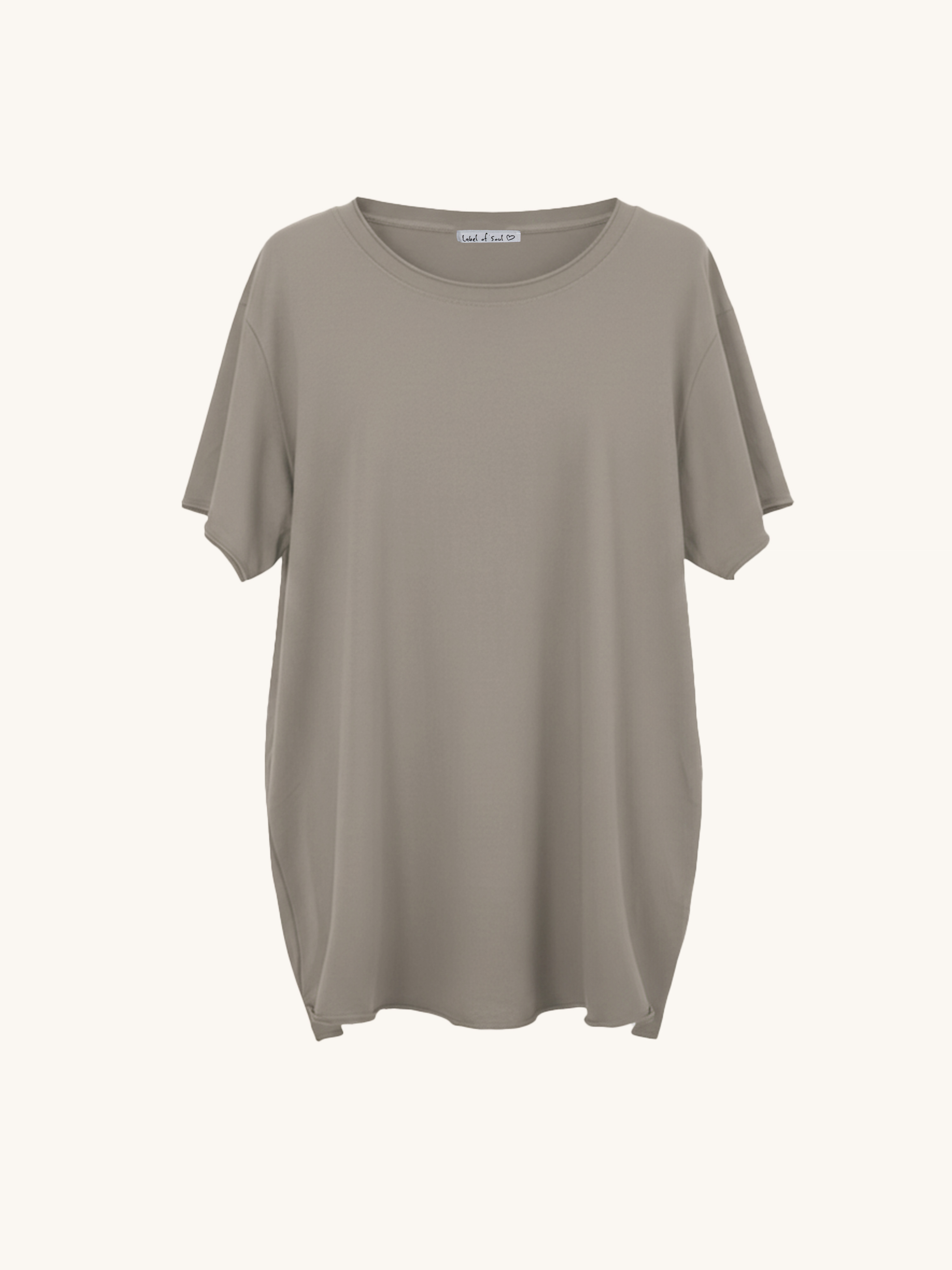 Basic Kurzarmshirt - Taupe