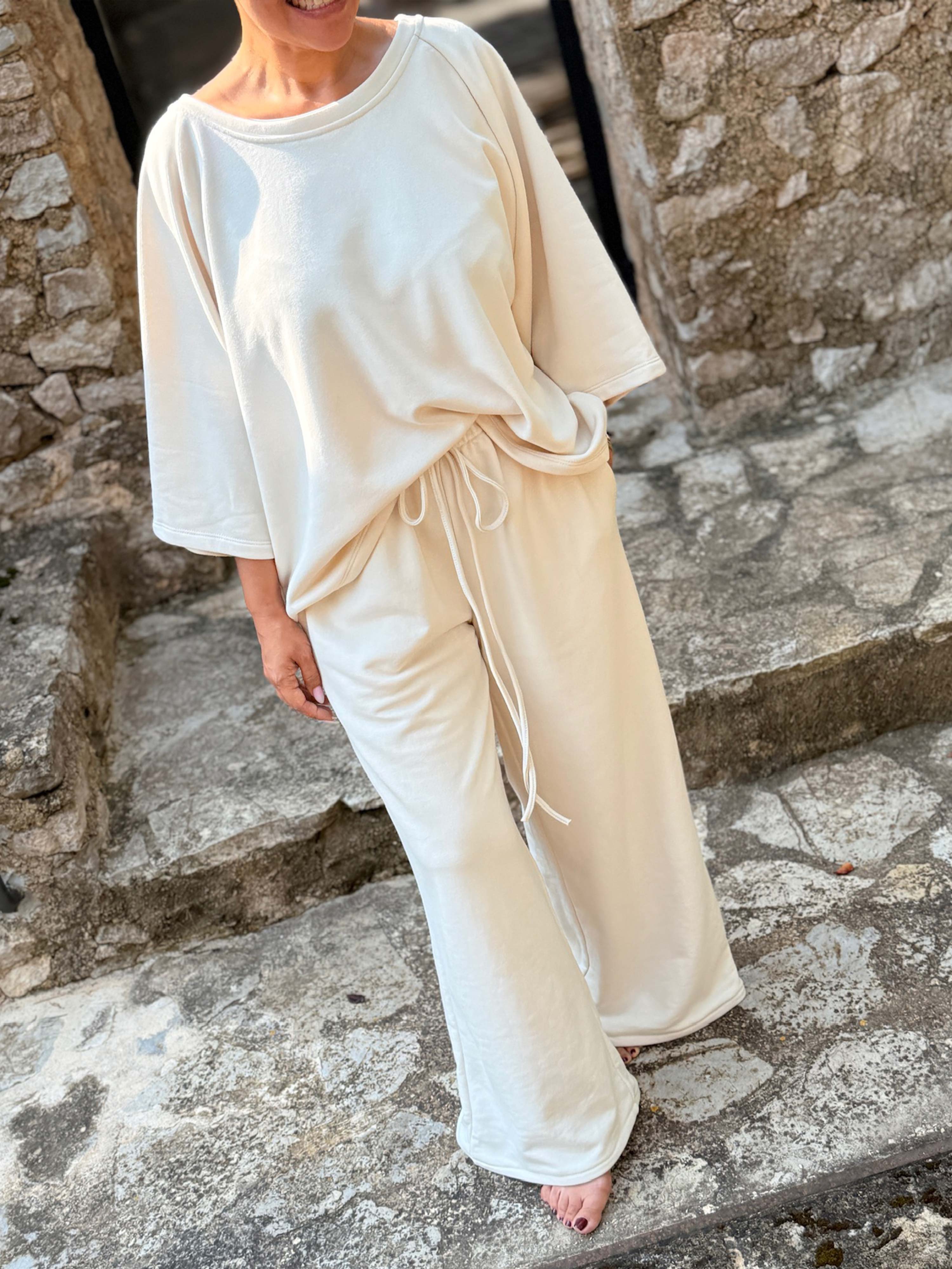 Basic Oversize Palazzo Hose - LOUNGE - REGULAR - Vanille