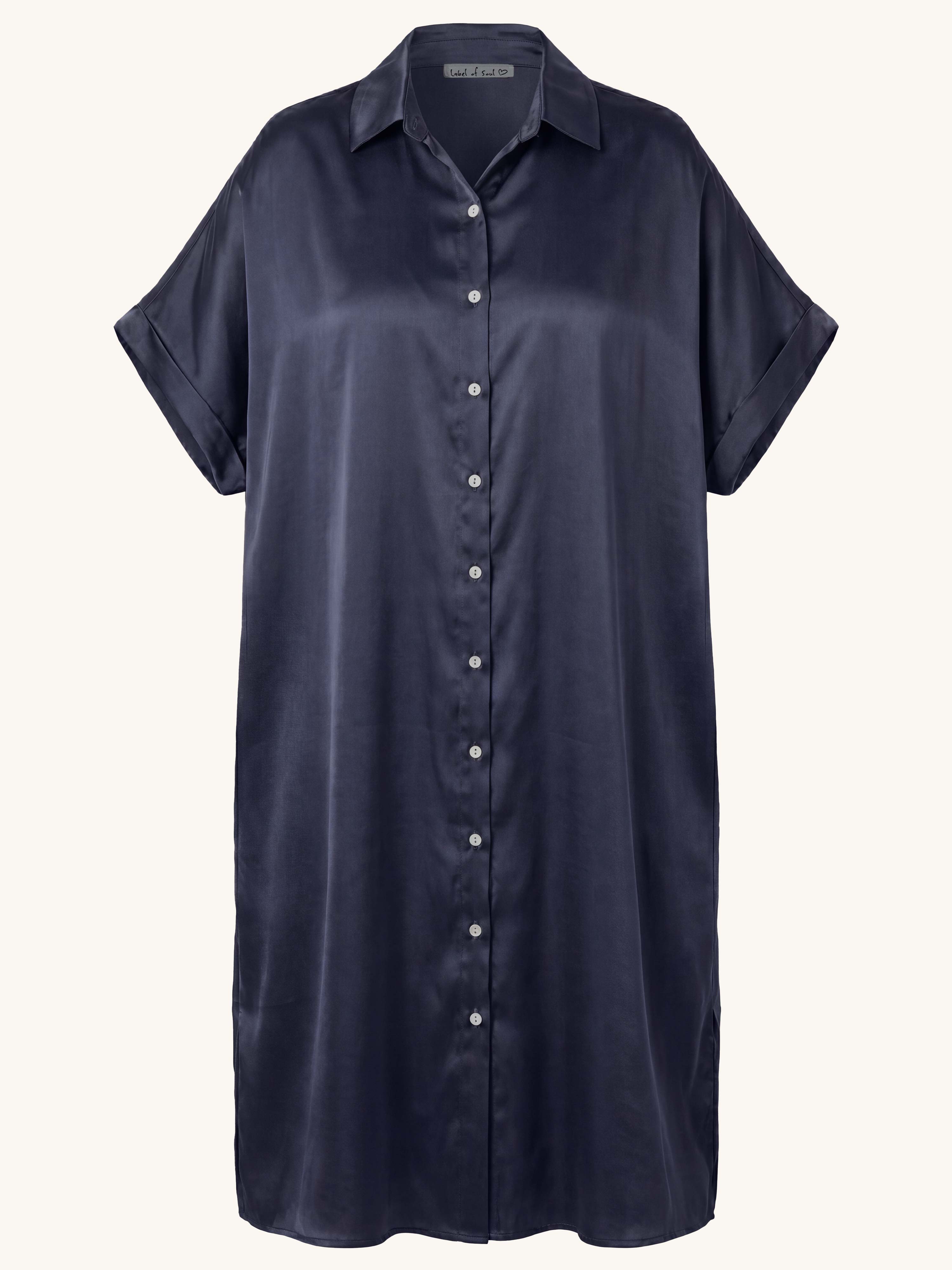 Viskose Oversize Kurzarm Blusenkleid - CAPRI - Navy