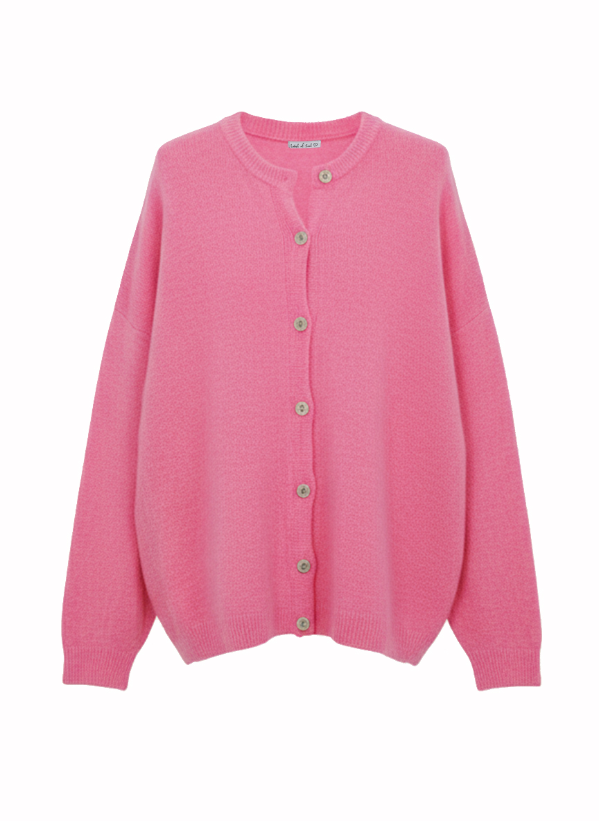 Strickjacke mit Alpakawollanteil - Bubblegum