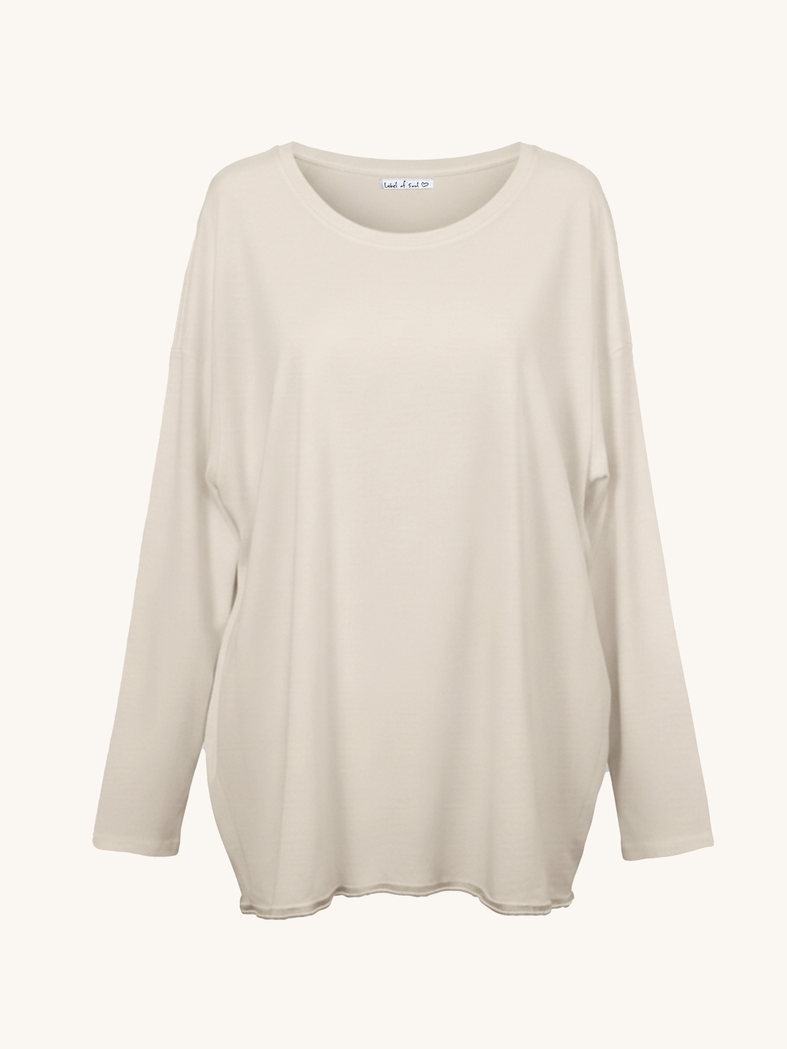 Basic Long Langarmshirt - Beige