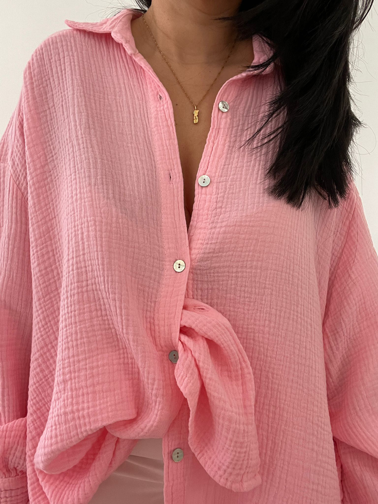 Musselin Long Oversize Bluse -  Must Have - Babyrosa