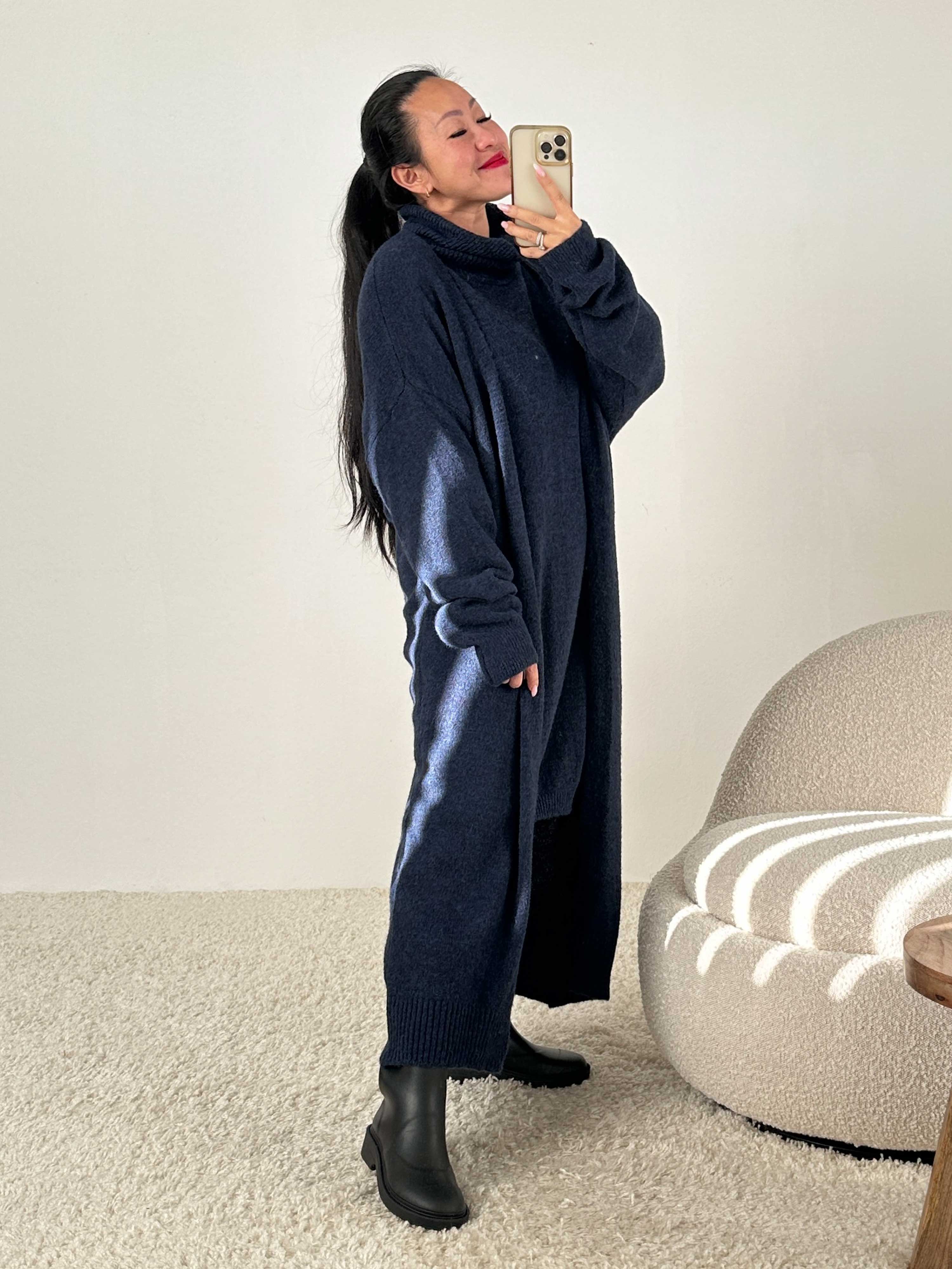 Strickjacke mit Gürtel - Midnight Blue