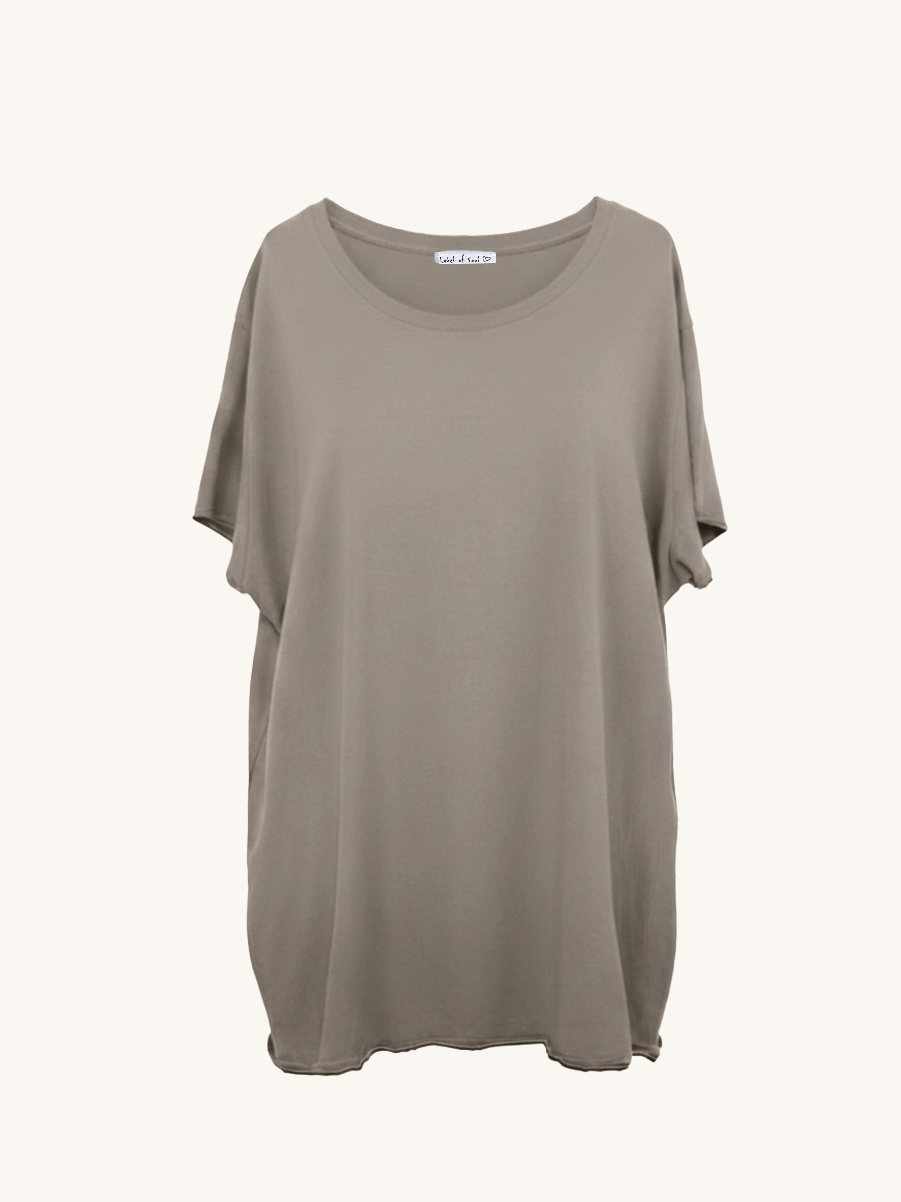 Basic Long Kurzarmshirt - Taupe