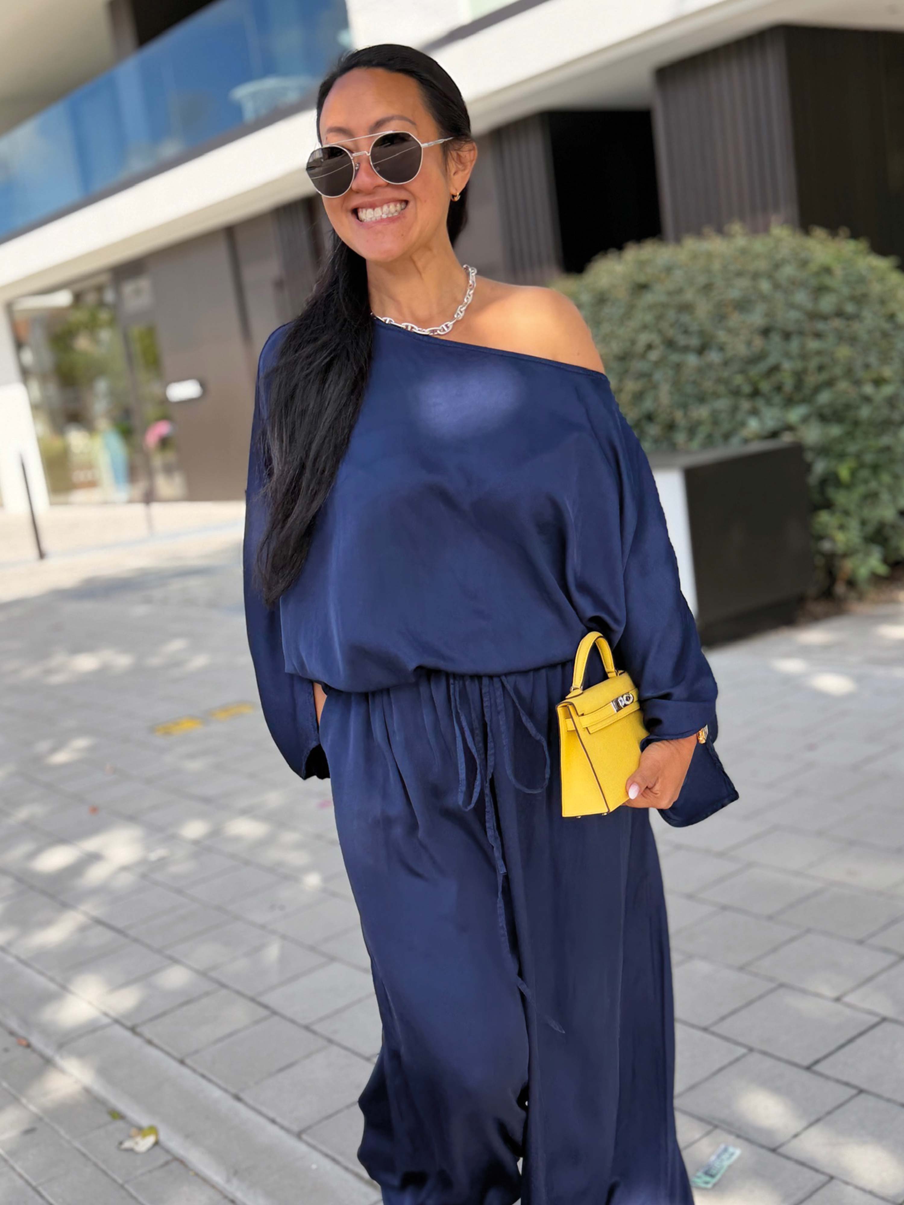 Oversize Viskose Poncho - ELEGANCE - Navy