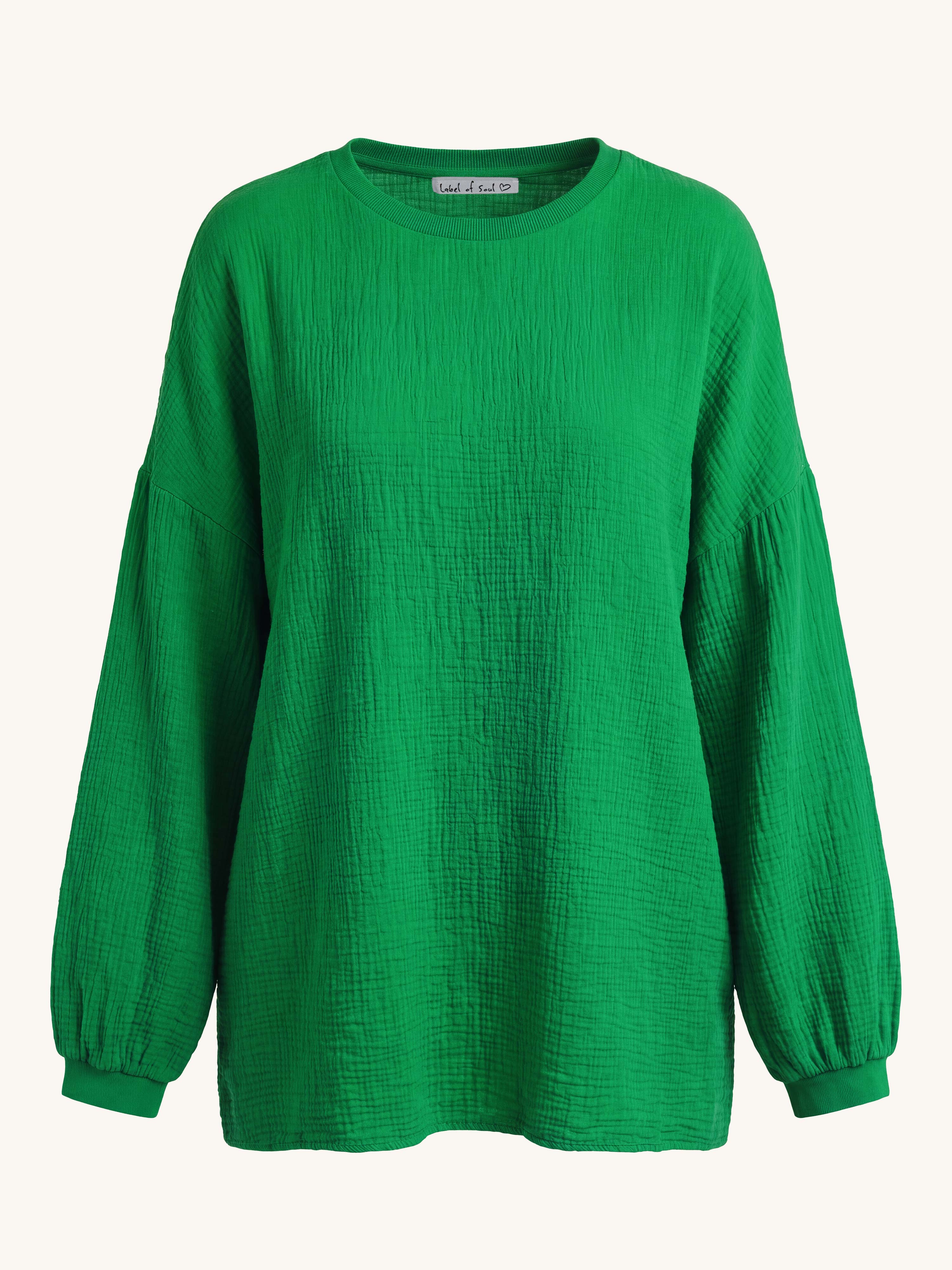 Musselin Oversize Sweatshirt - Grün