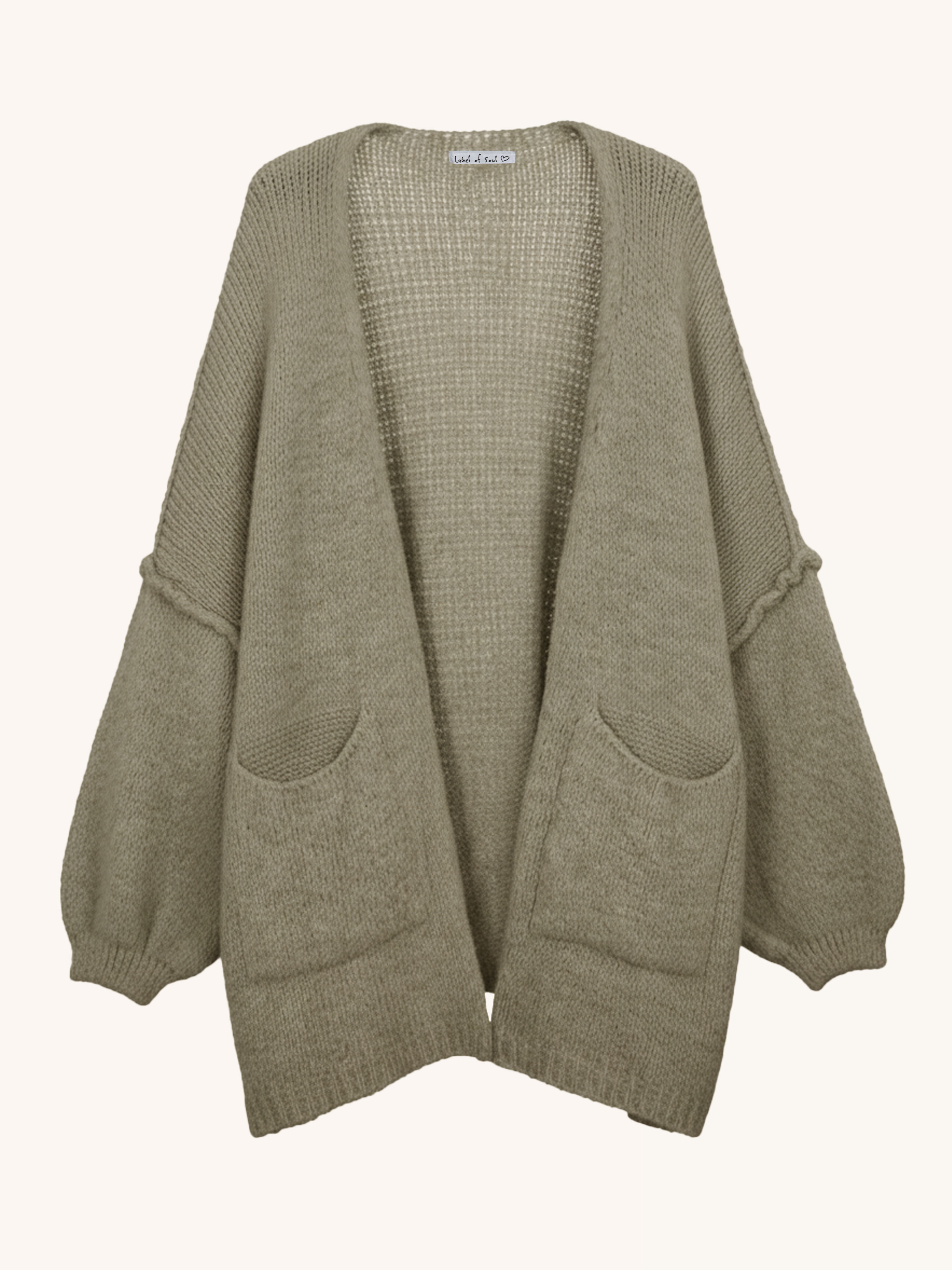 Oversize Cardigen mit Taschen - FLAUSCHI - Matcha