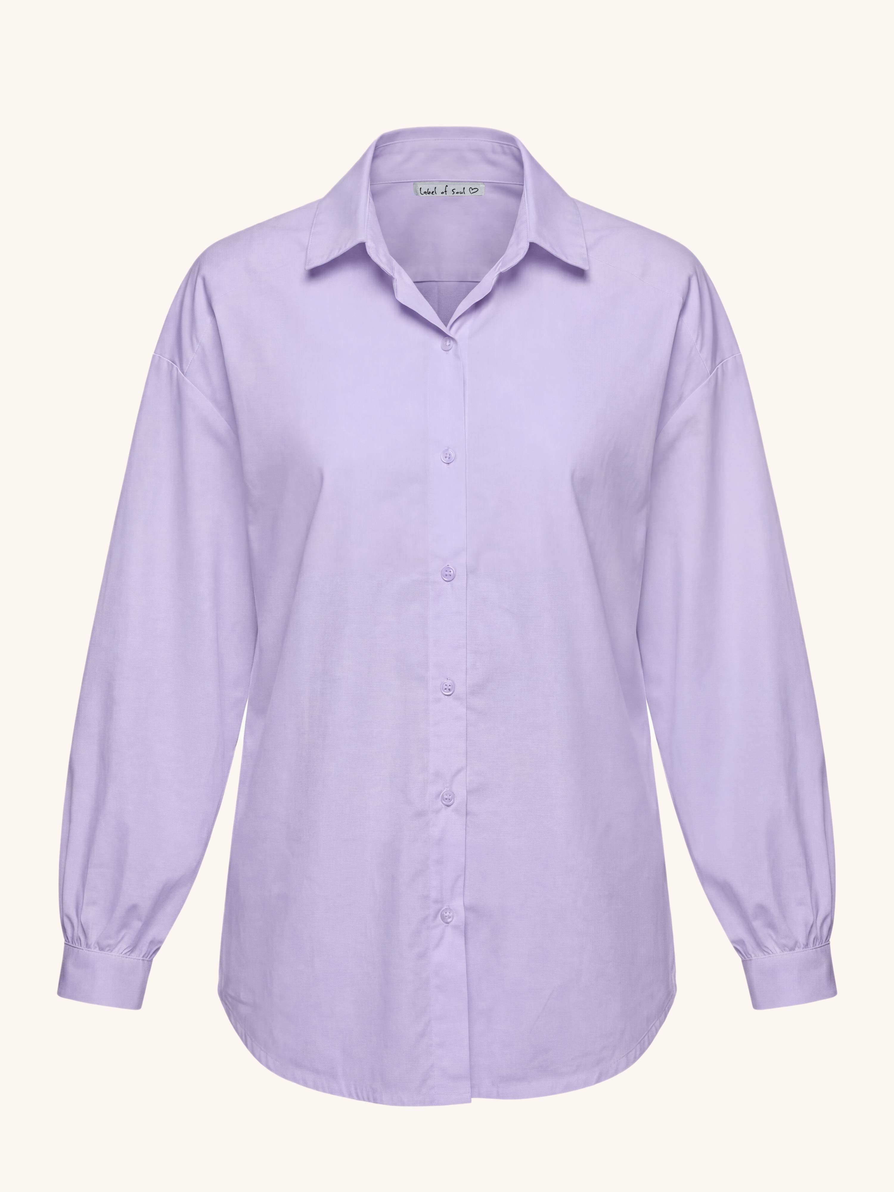 Cotton Midi Oversize Hemdbluse - Flieder