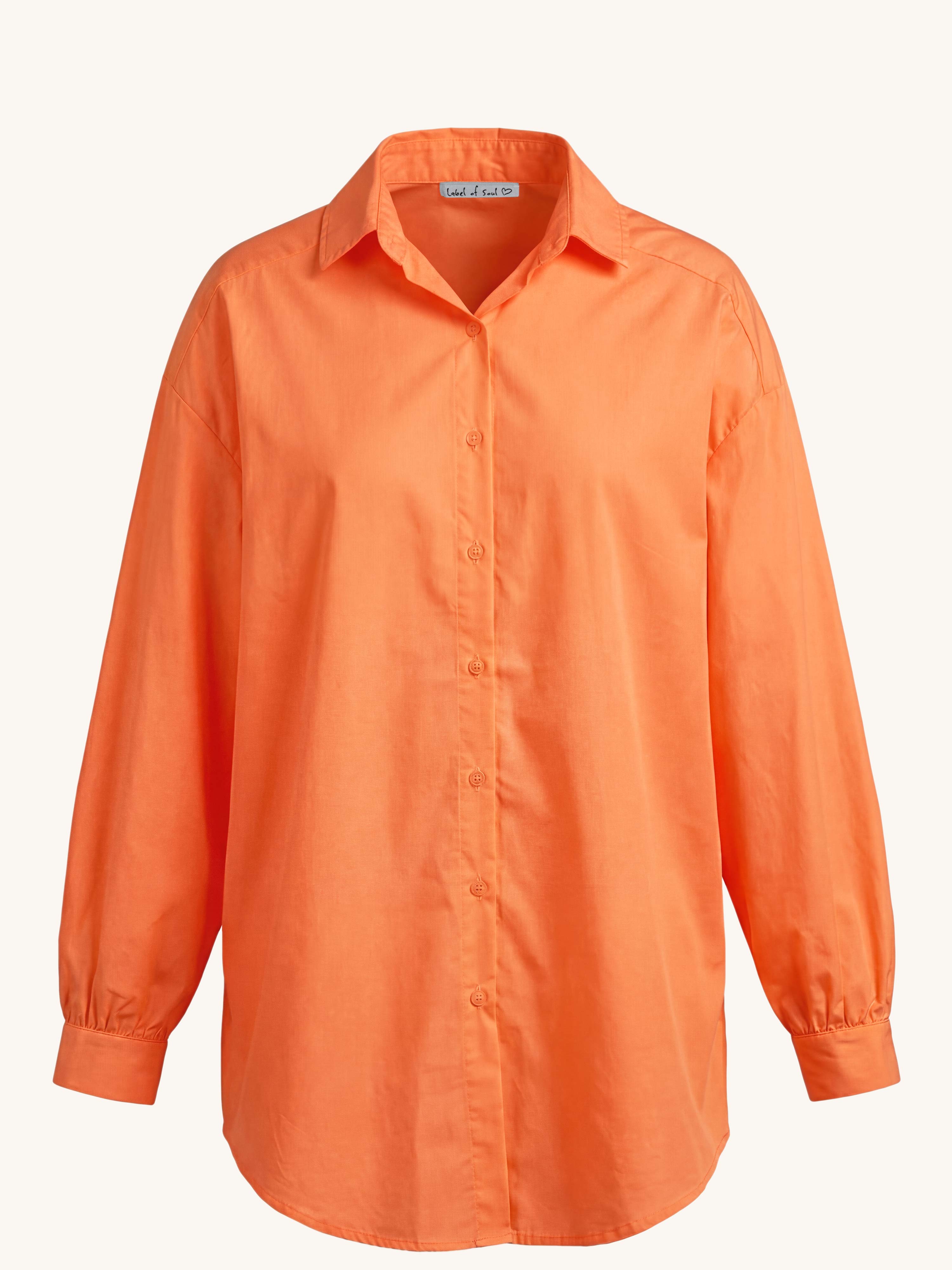 Cotton Long Oversize Hemdbluse - Orange
