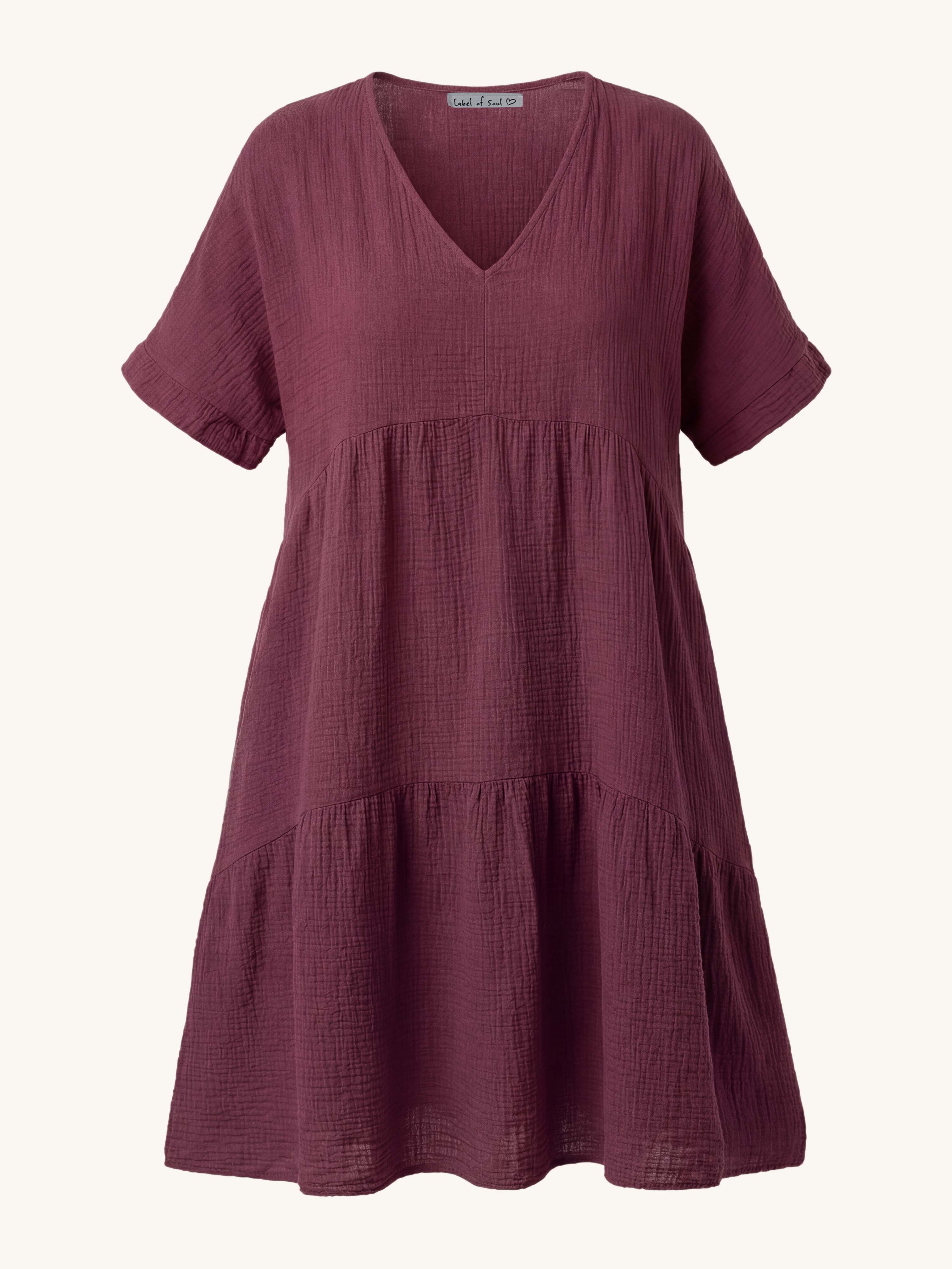 Musselin Tunika Long mit V-Ausschnitt - Burgundy