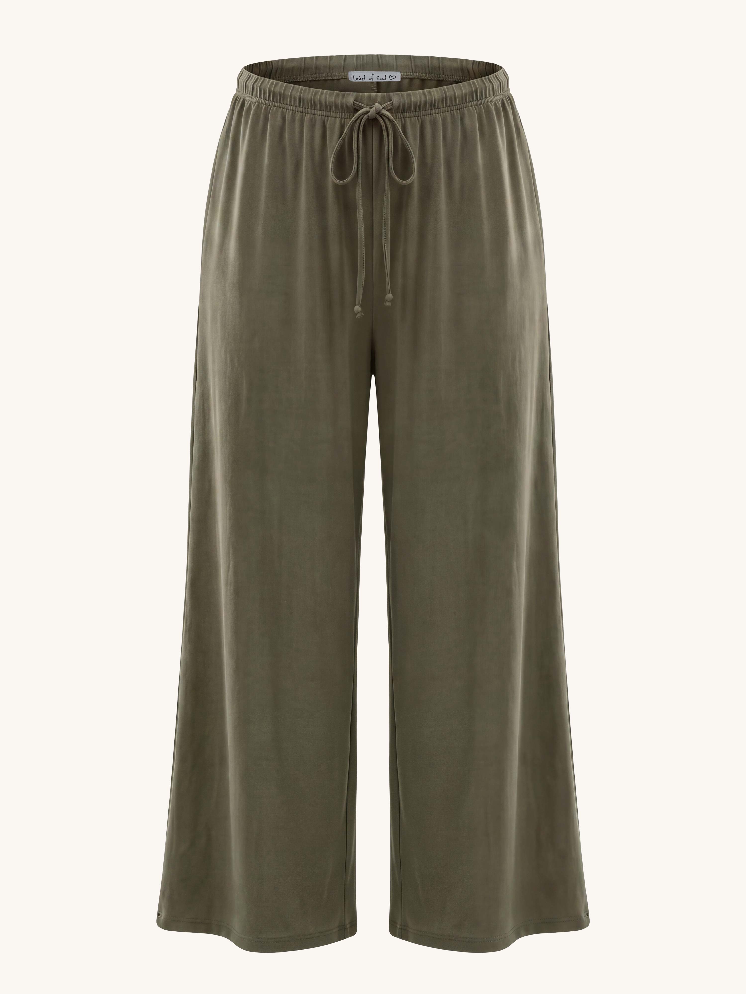 Basic Oversize Loungewear Palazzo Hose - REGULAR - Olive