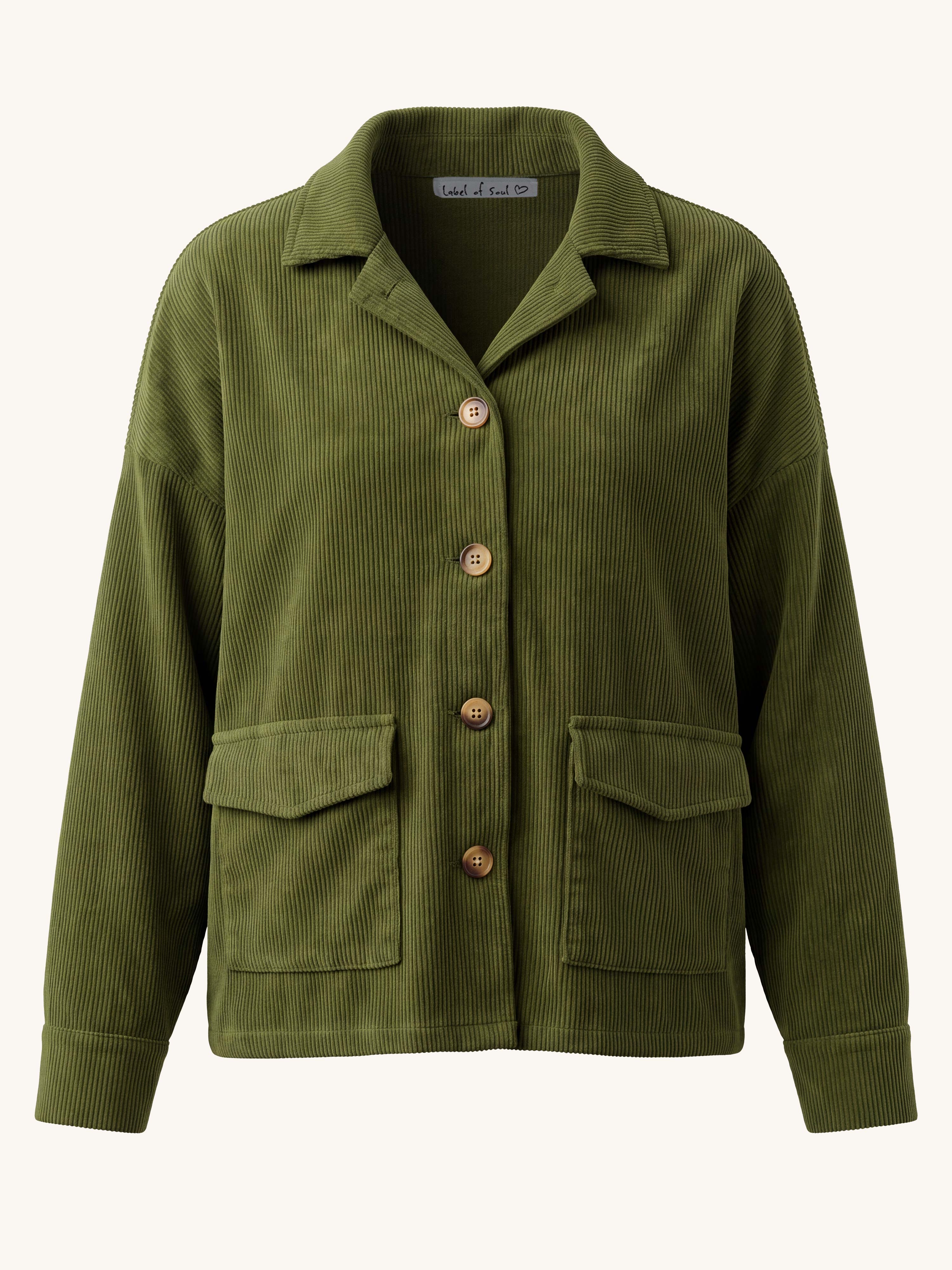 Cord Overshirt Jacke - Olive