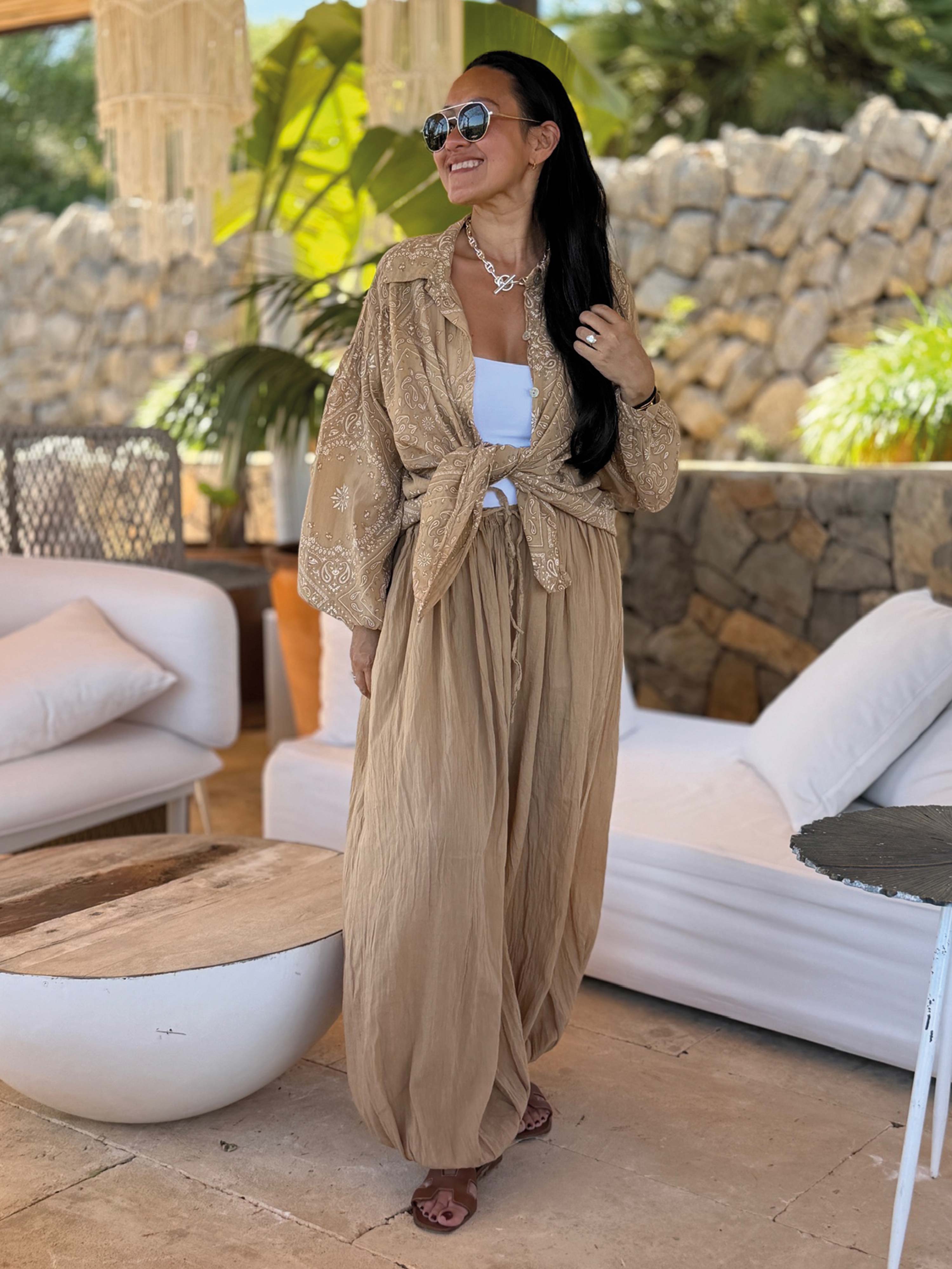 Leichte Balloon Oversize Hose - BoHo - Camel