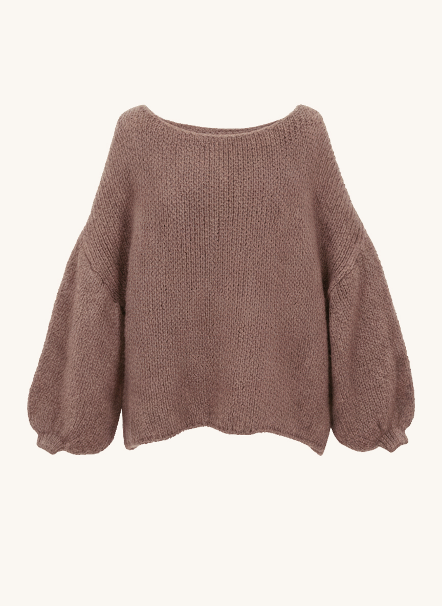 Oversize Cropped Strickpullover - FLAUSCHI - Taupe