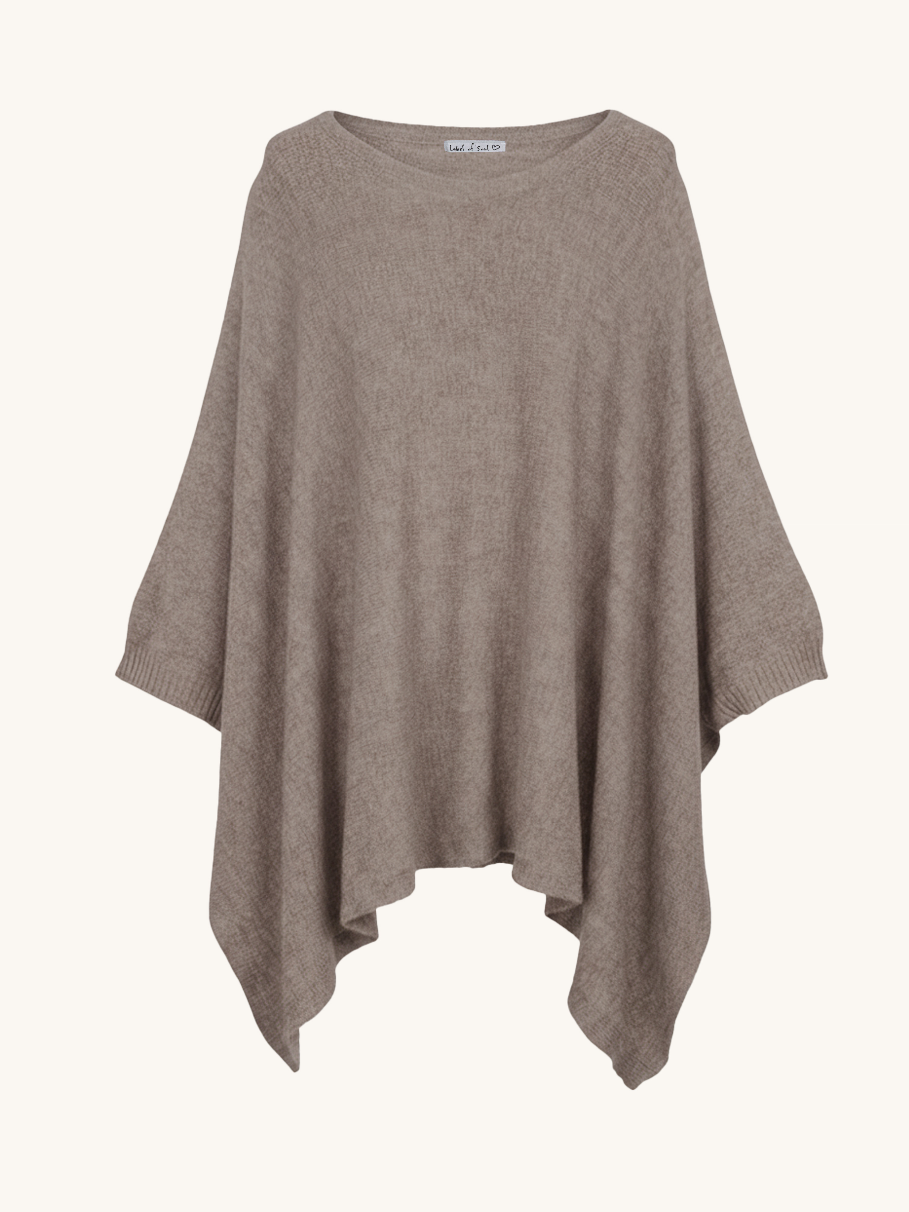 Oversize Viskose Kurzarm Poncho - Taupe Oversize Viskose Kurzarm Poncho - Taupe