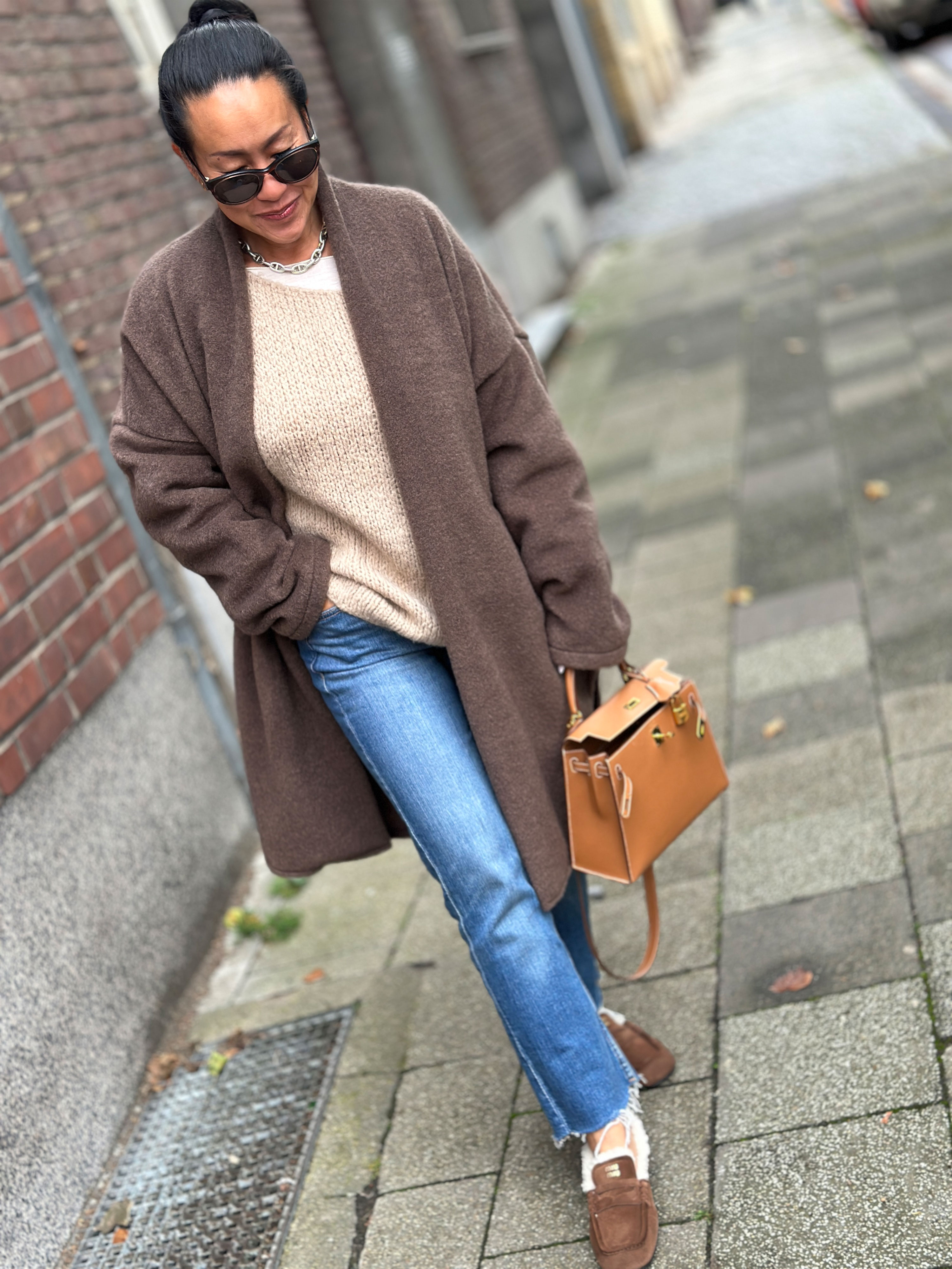 Oversize Overshirt Mantel - SIGNATURE - Schoko