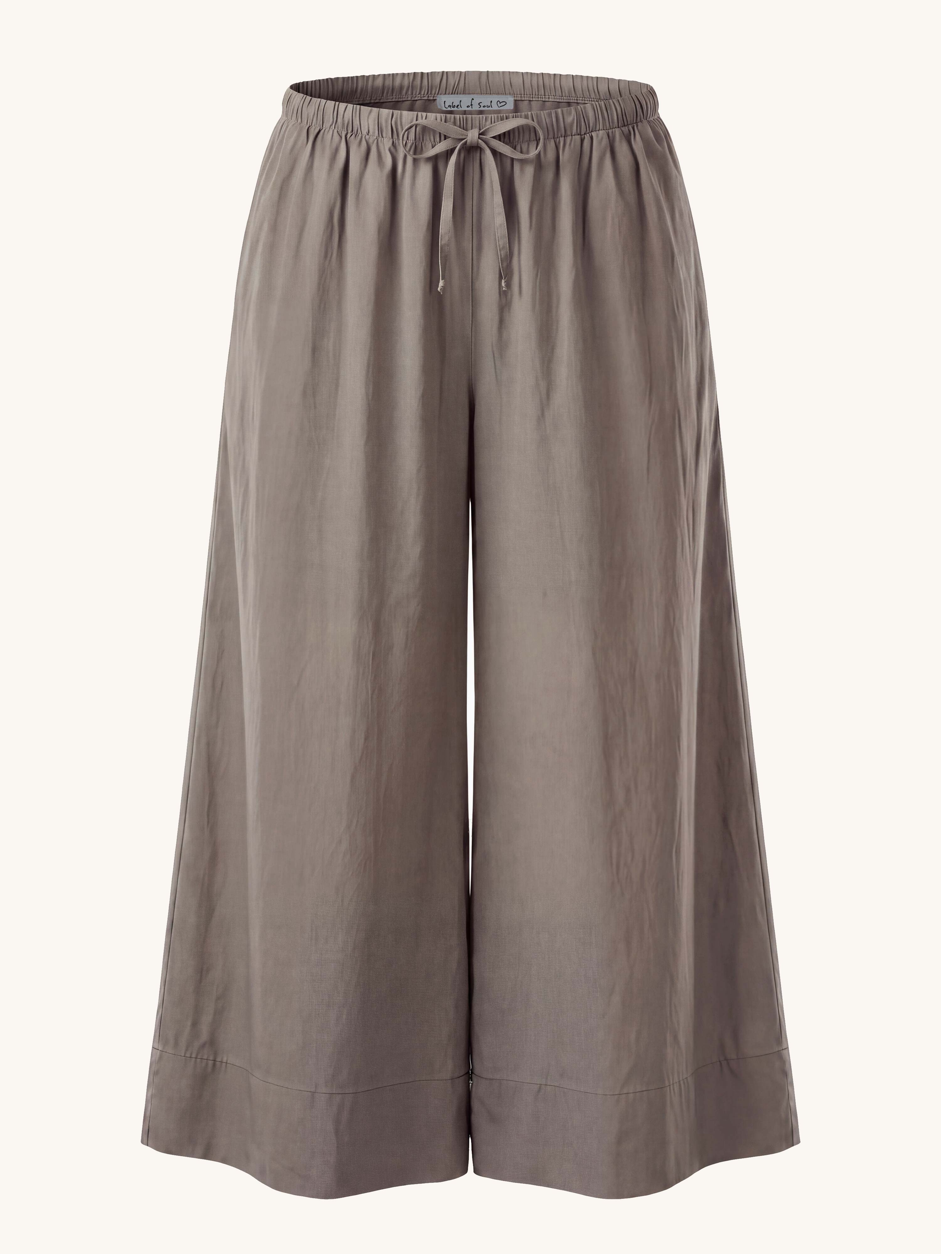 Basic Oversize Cotton Palazzo Hose - Taupe