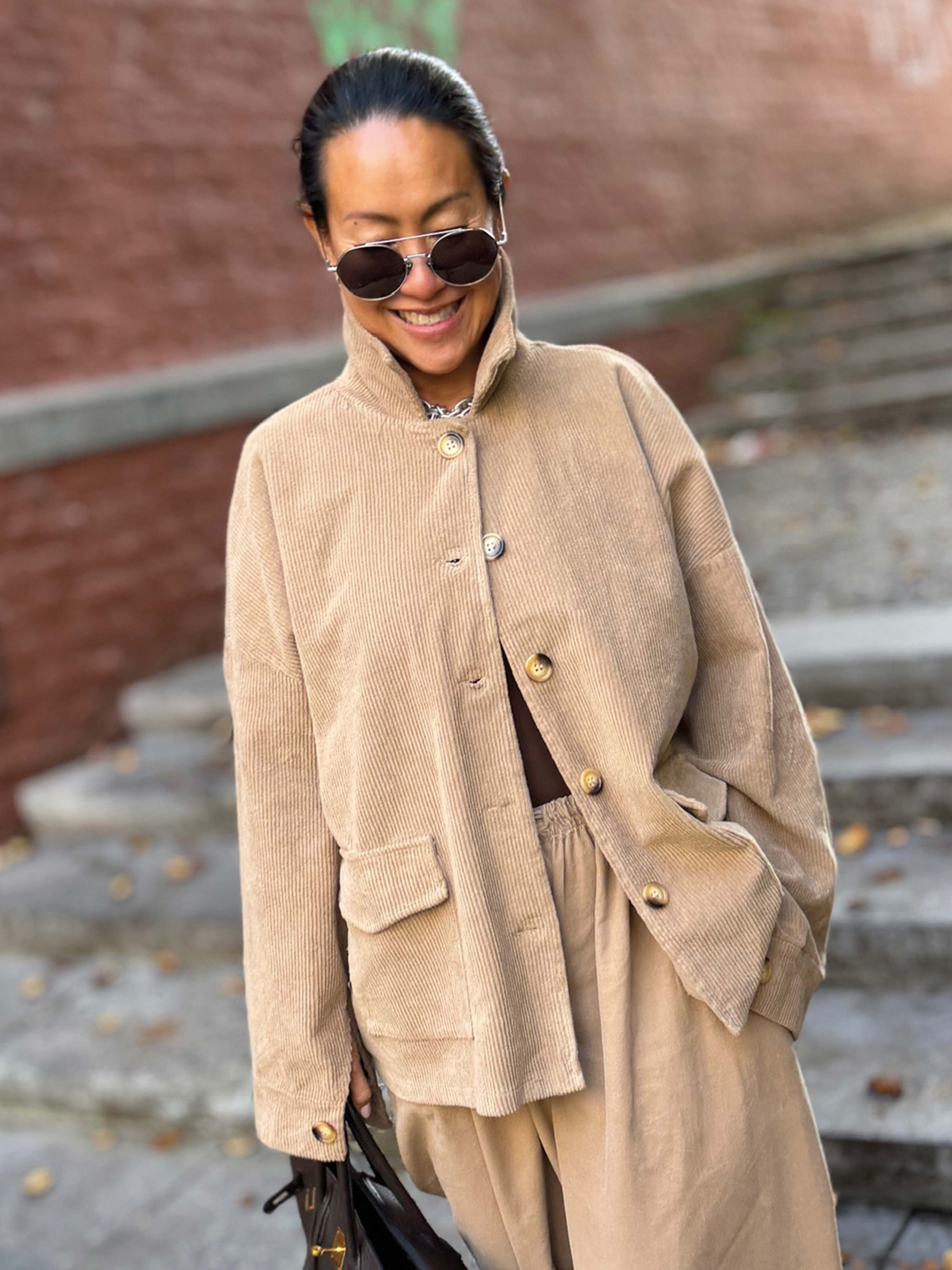 Cord Overshirt Jacke - Camel