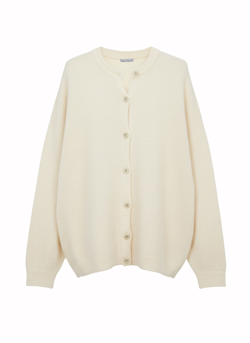 Strickjacke mit Alpakawollanteil - Creme