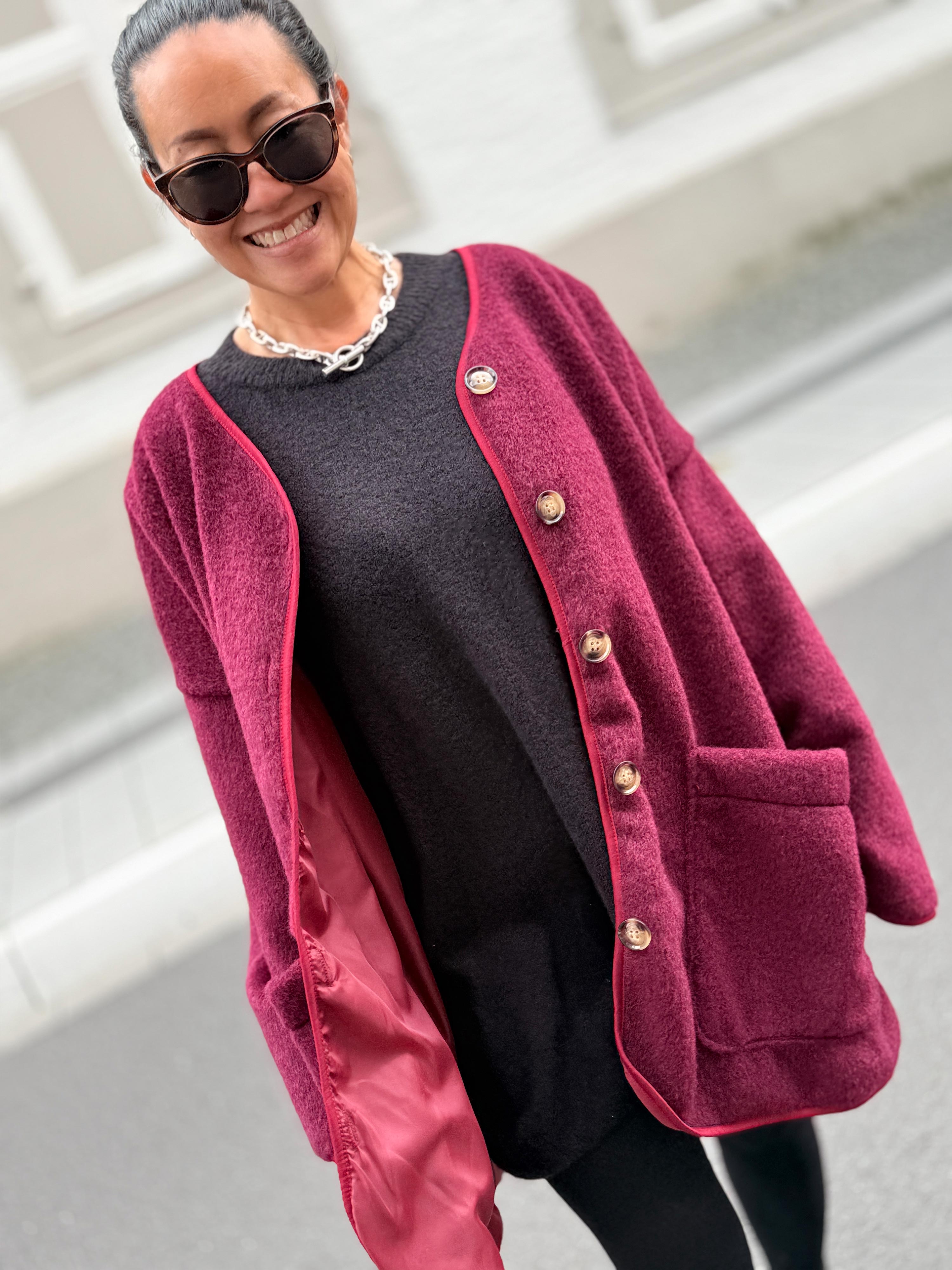 Oversize Jacke Button - SIGNATURE - Burgundy