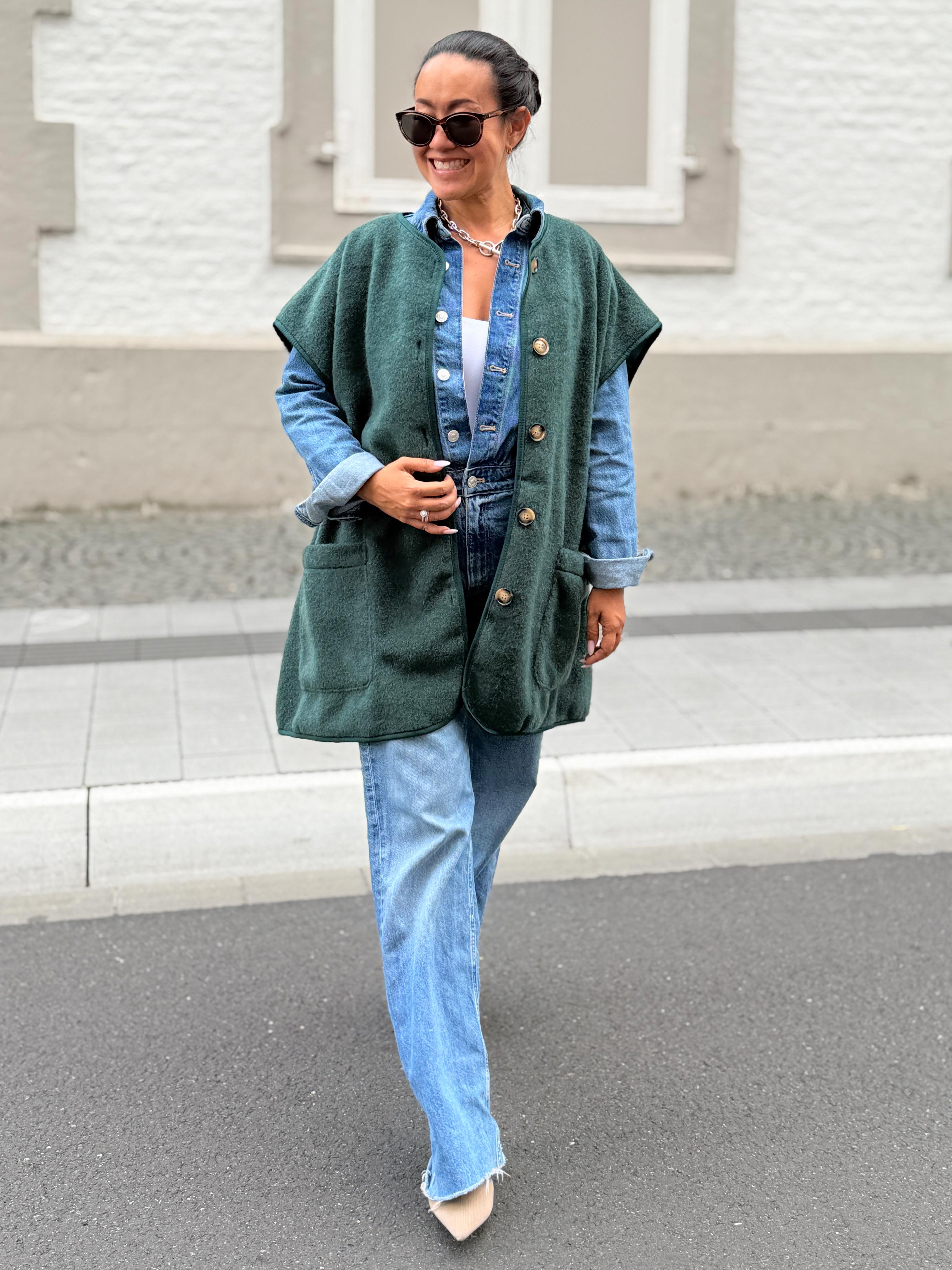 Oversize Weste mit Taschen - SIGNATURE - Emerald
