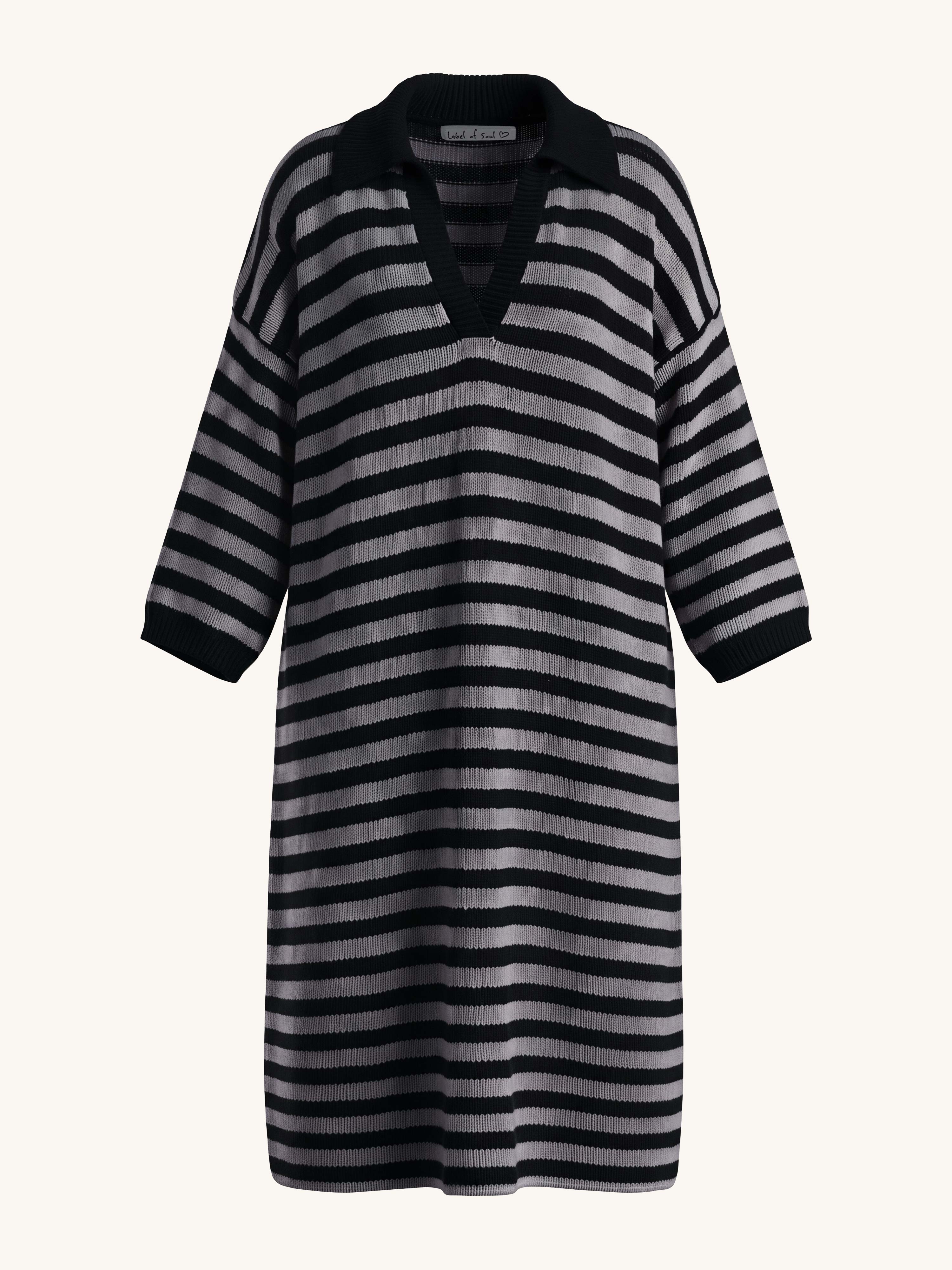 Langarm Strickkleid Santanyi - CURVY - STRIPES - Anthrazit