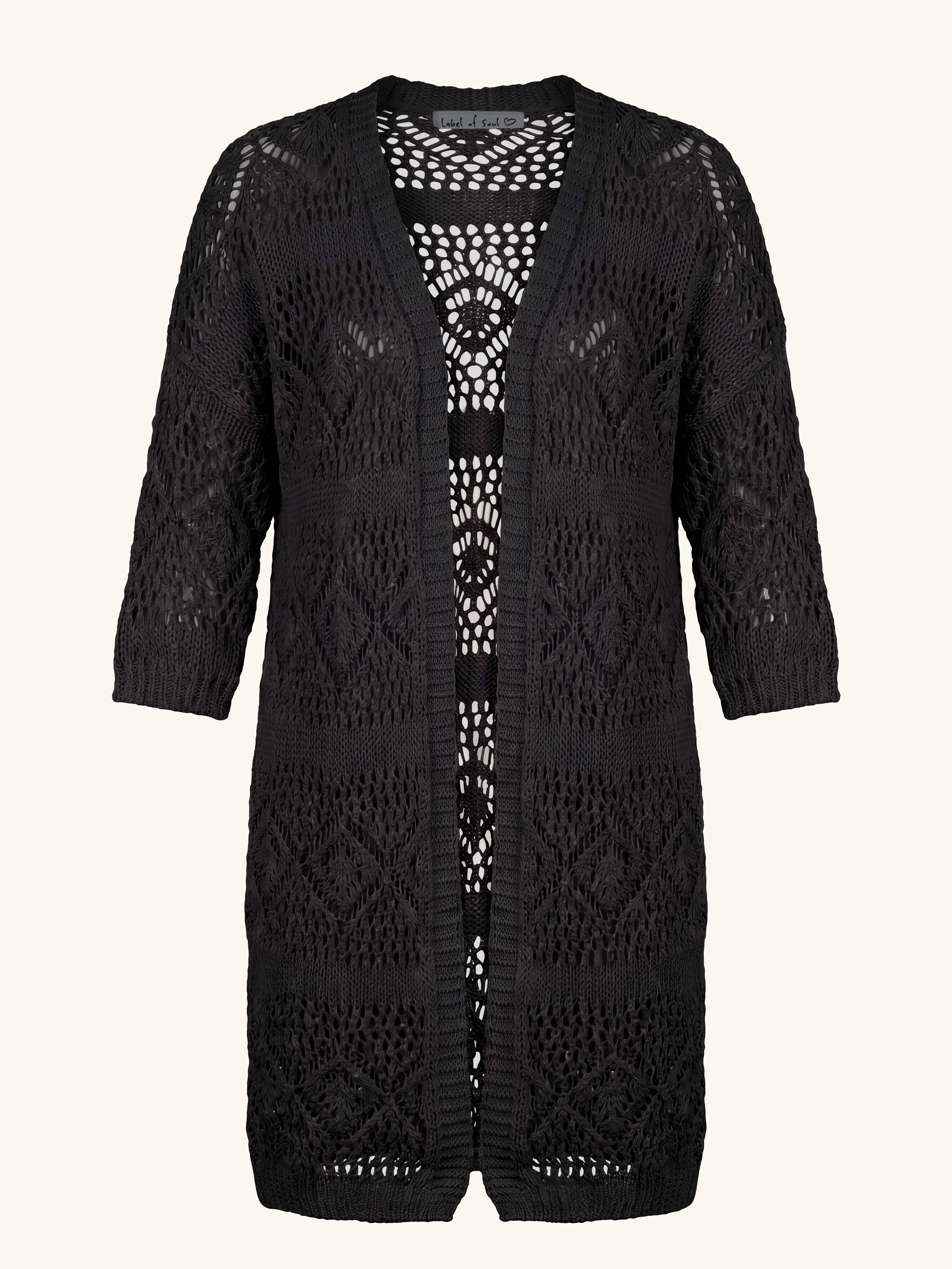 Häkel Strickjacke - BOHEMIAN CROCHET - Schwarz