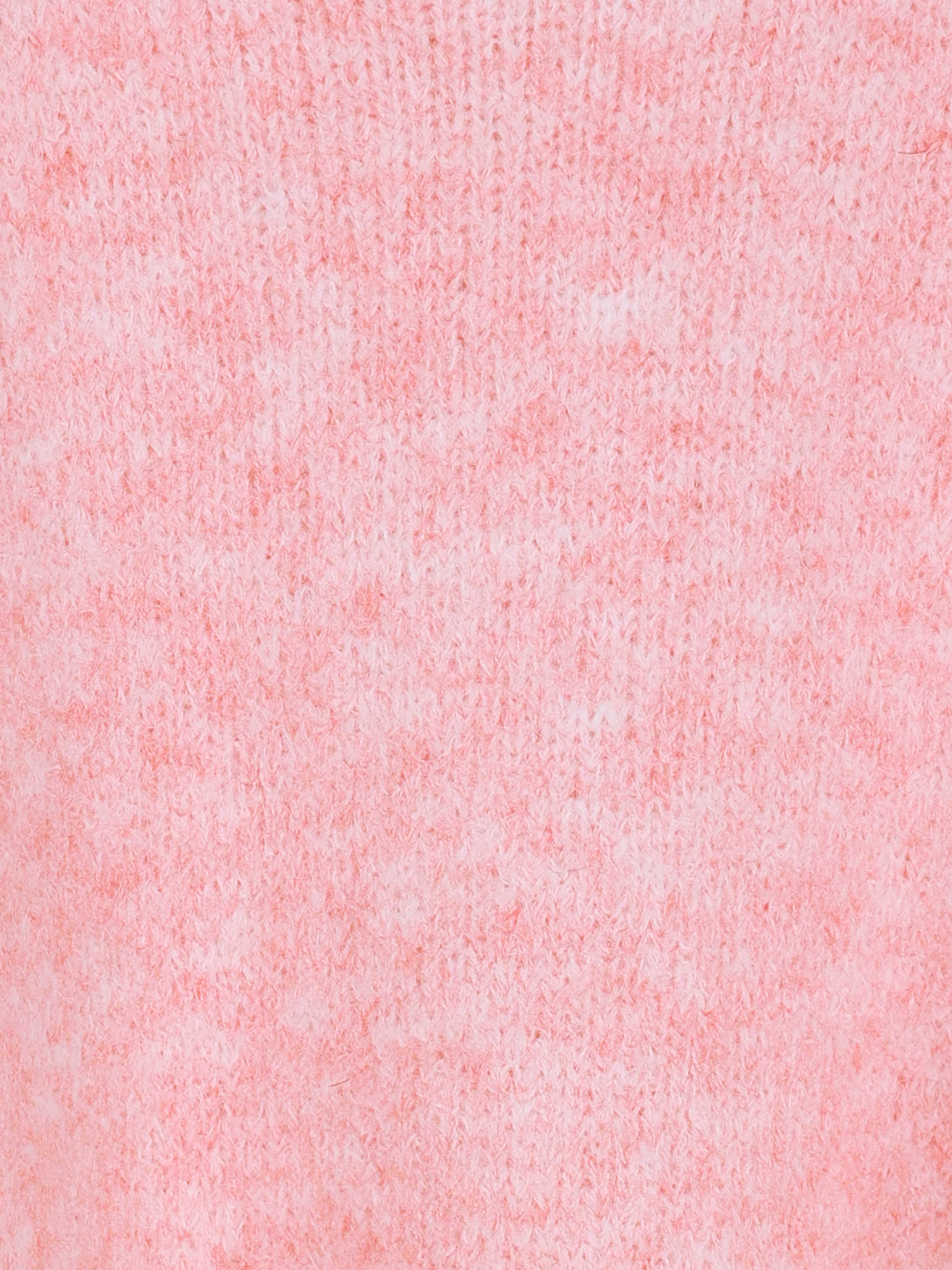 Oversize Rundhals Strickpullover mit Alpakawollanteil - Rosa